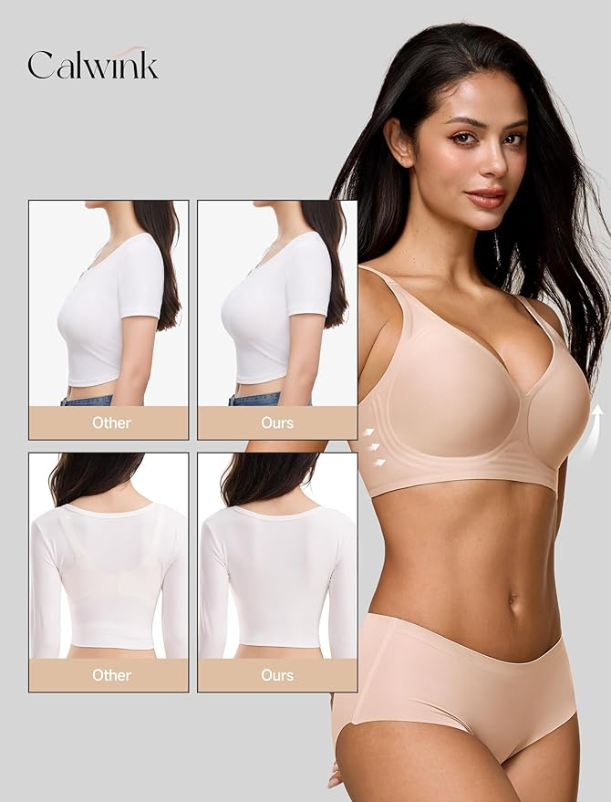 Women's Deep V Seamless Wireless Push Up Bra