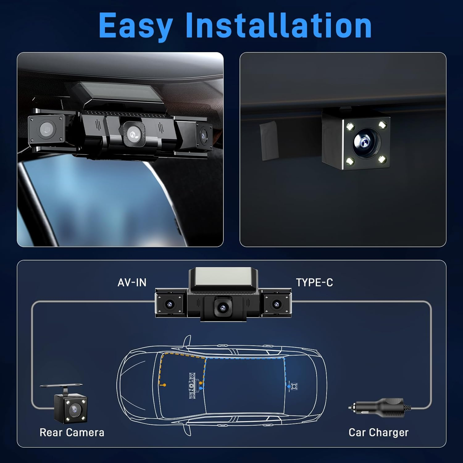 4 Channel Dash Cam 360 View GPS WiFi
