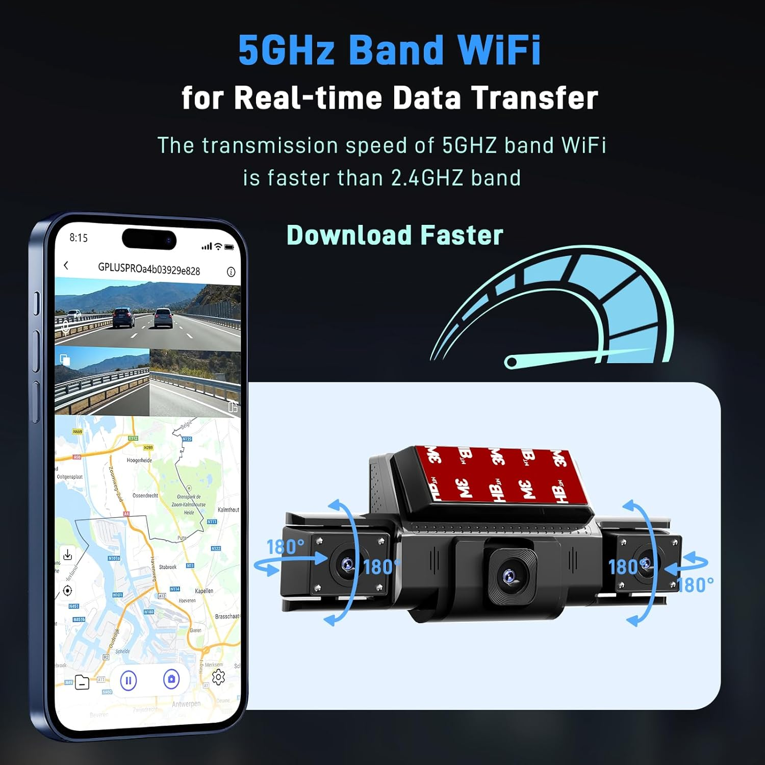 4 Channel Dash Cam 360 View GPS WiFi