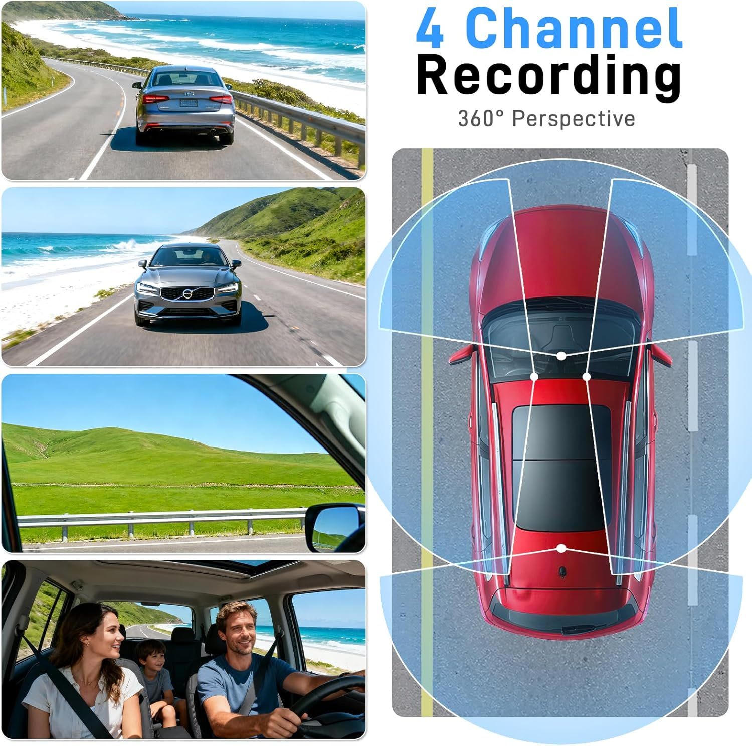 4 Channel Dash Cam 360 View GPS WiFi