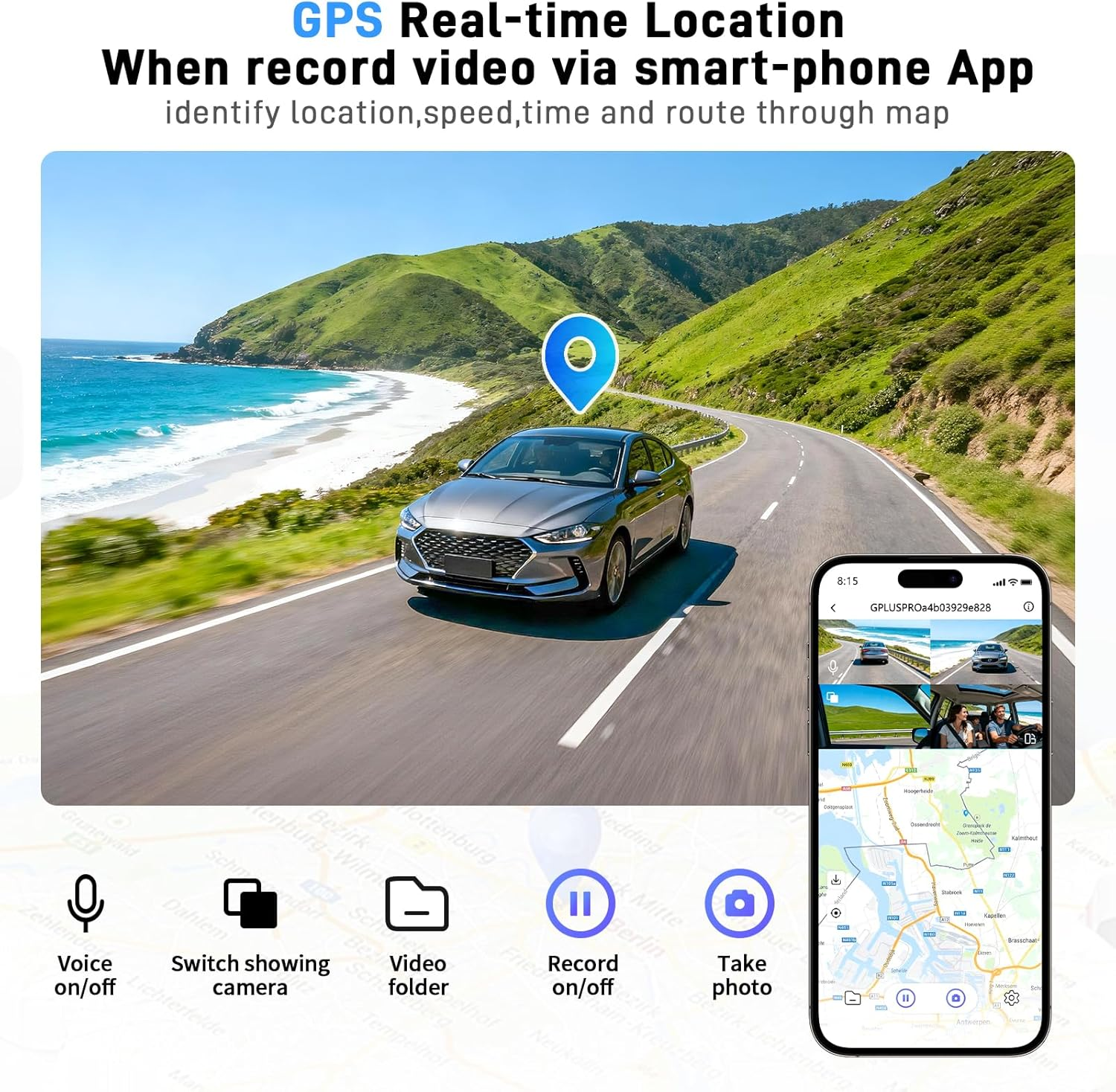 4 Channel Dash Cam 360 View GPS WiFi