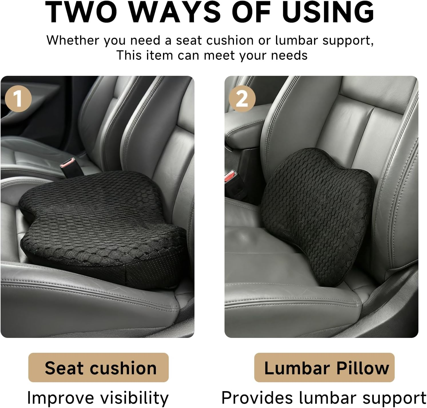 Memory Foam Car Seat Cushion 3D Black