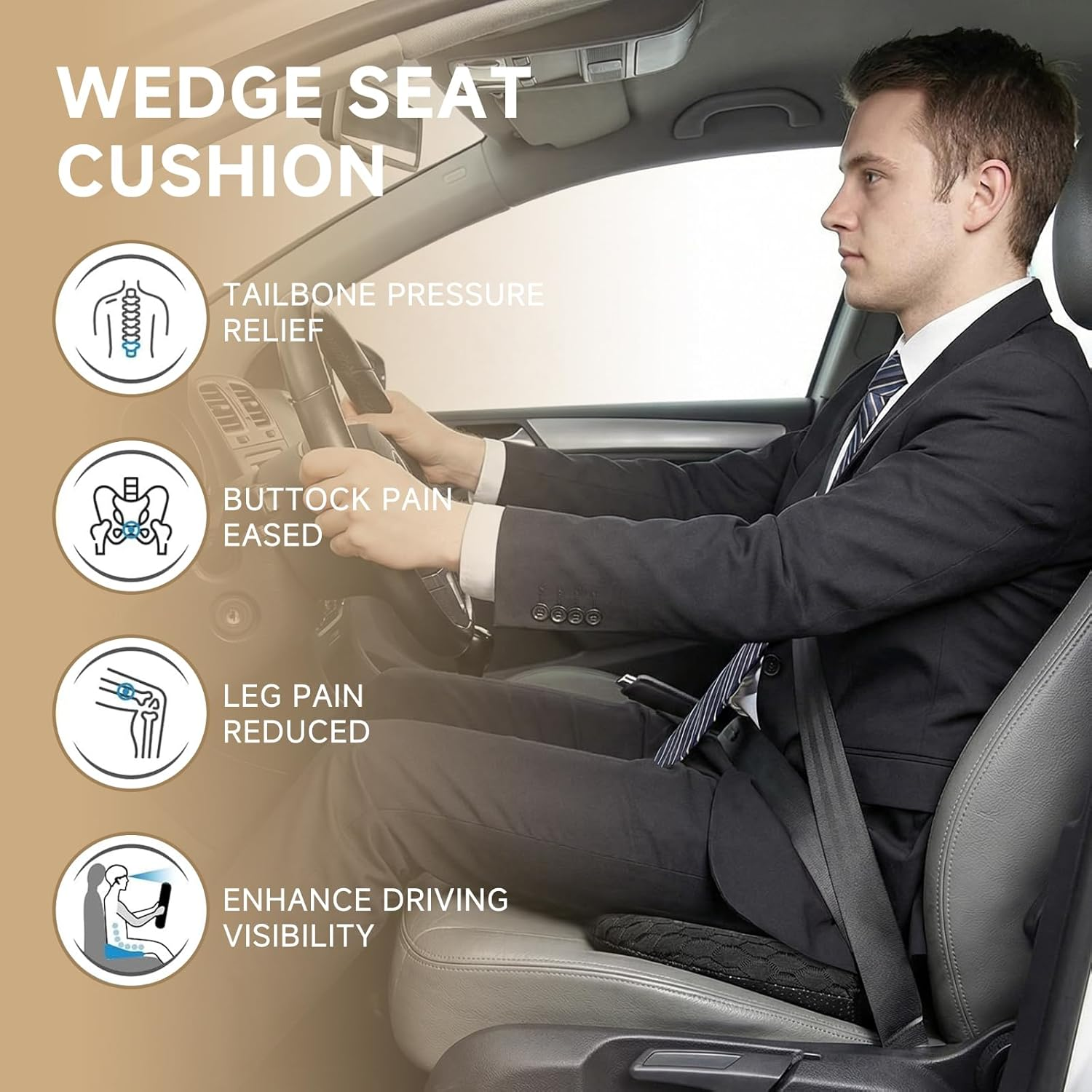 Memory Foam Car Seat Cushion 3D Black