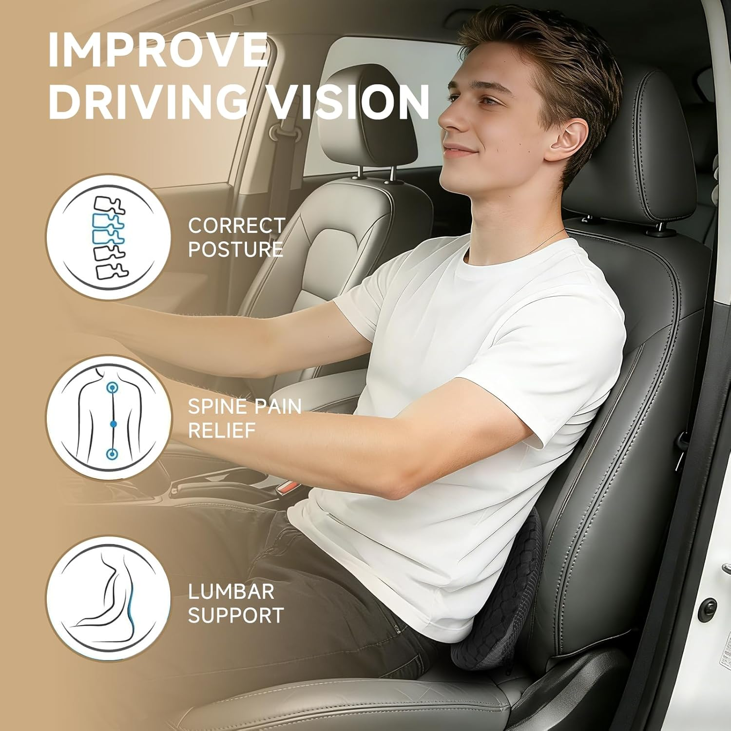 Memory Foam Car Seat Cushion 3D Black