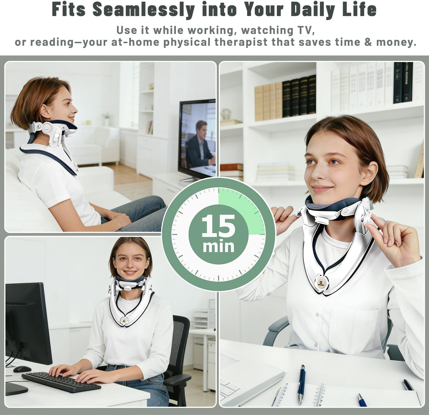 Adjustable Neck Traction Device White