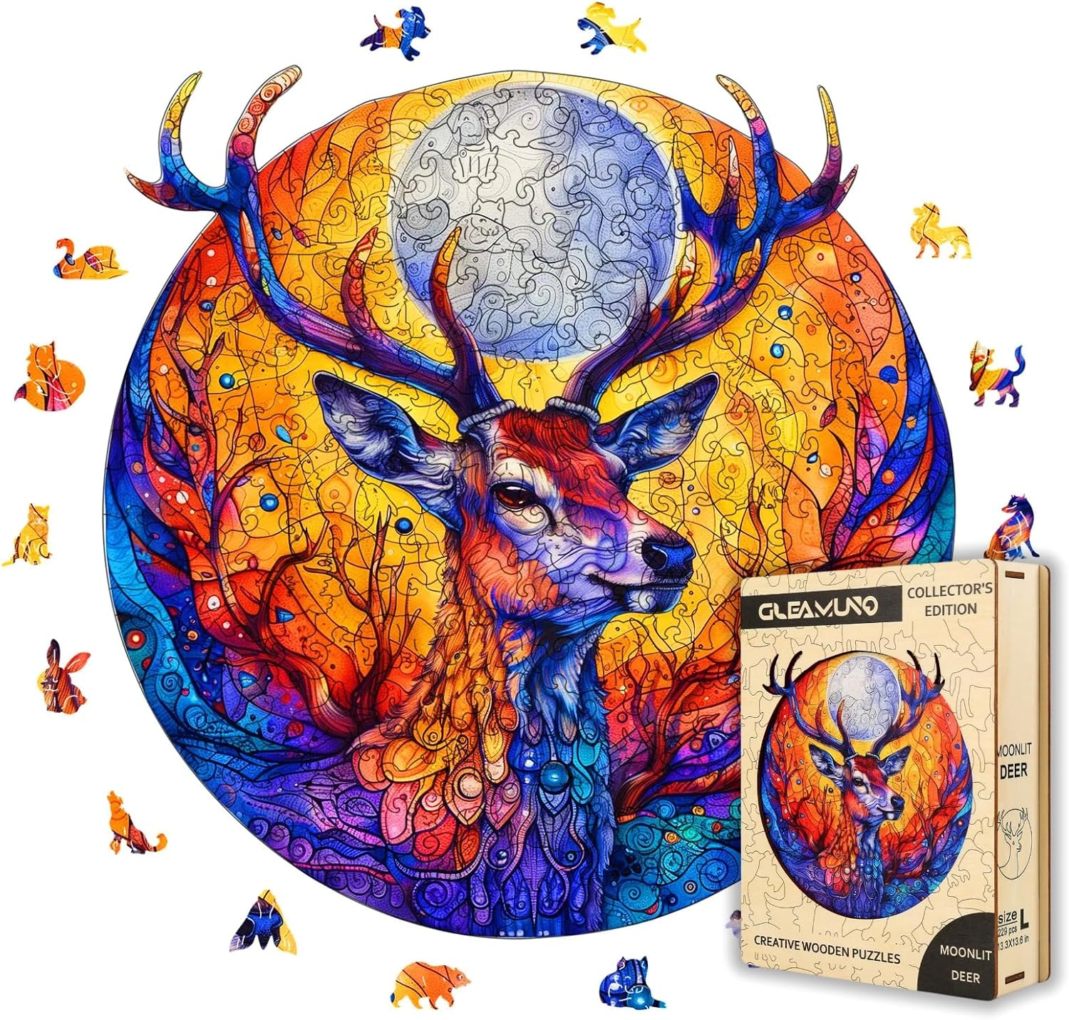 Moonlit Deer Wooden Jigsaw Puzzle 229 Pcs