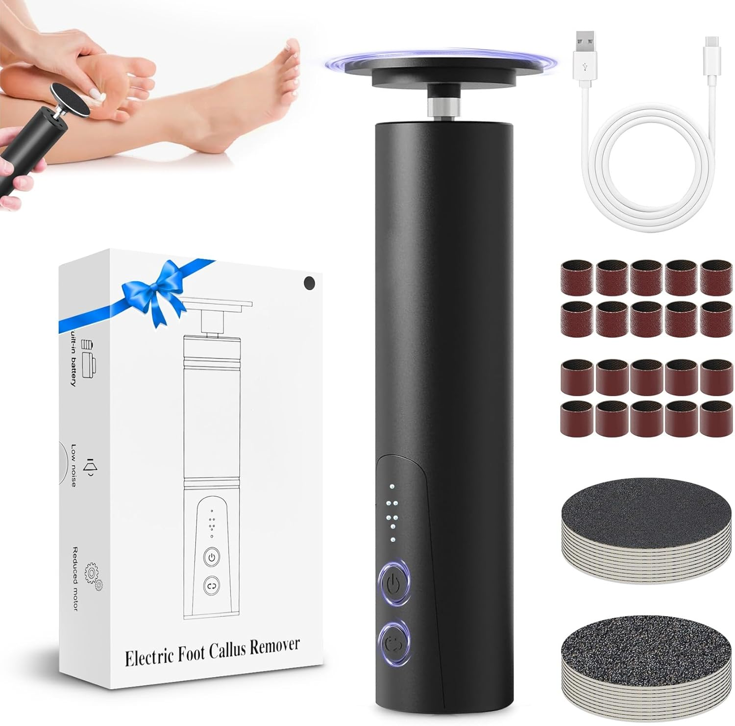 2-in-1 Electric Foot Callus Remover 6 Speed