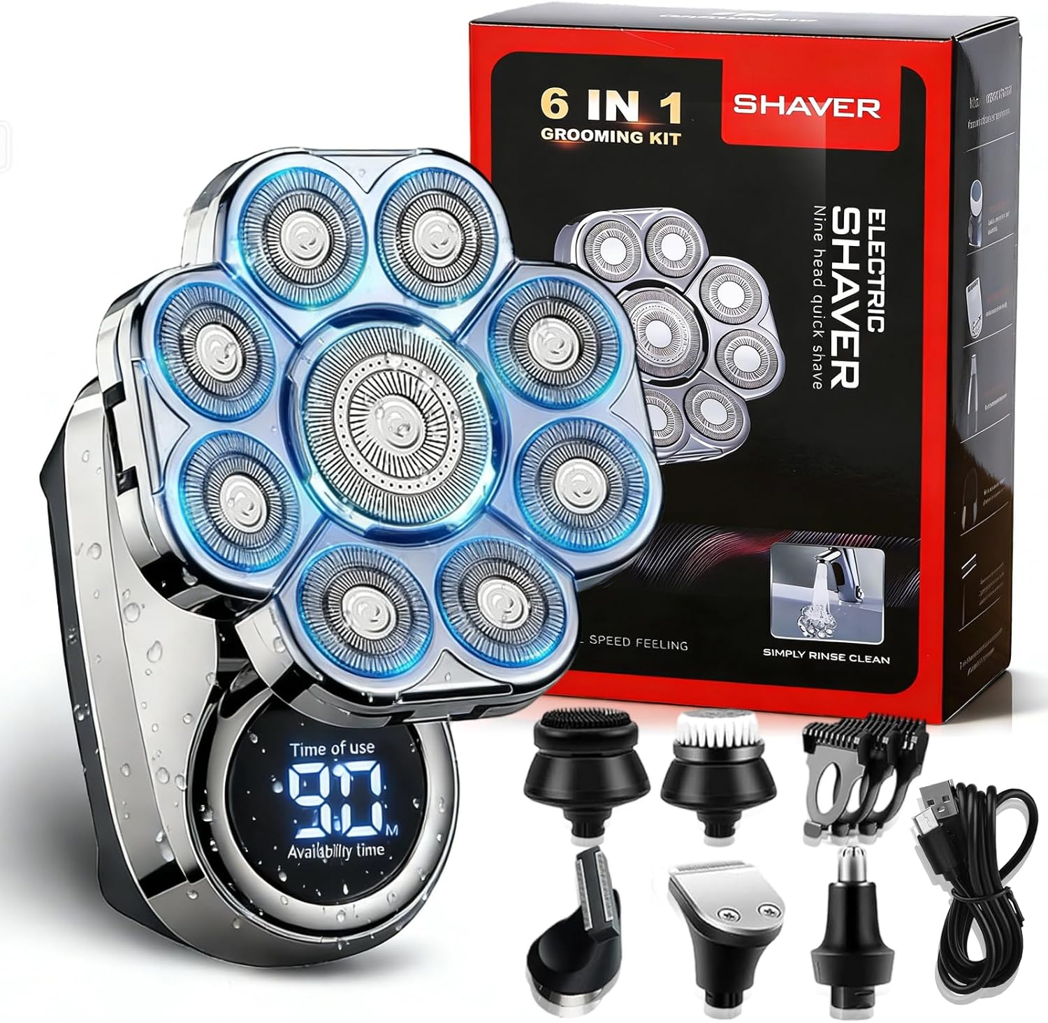 9D Ultra Shaver 6-in-1 LED IPX7 Silver 2026