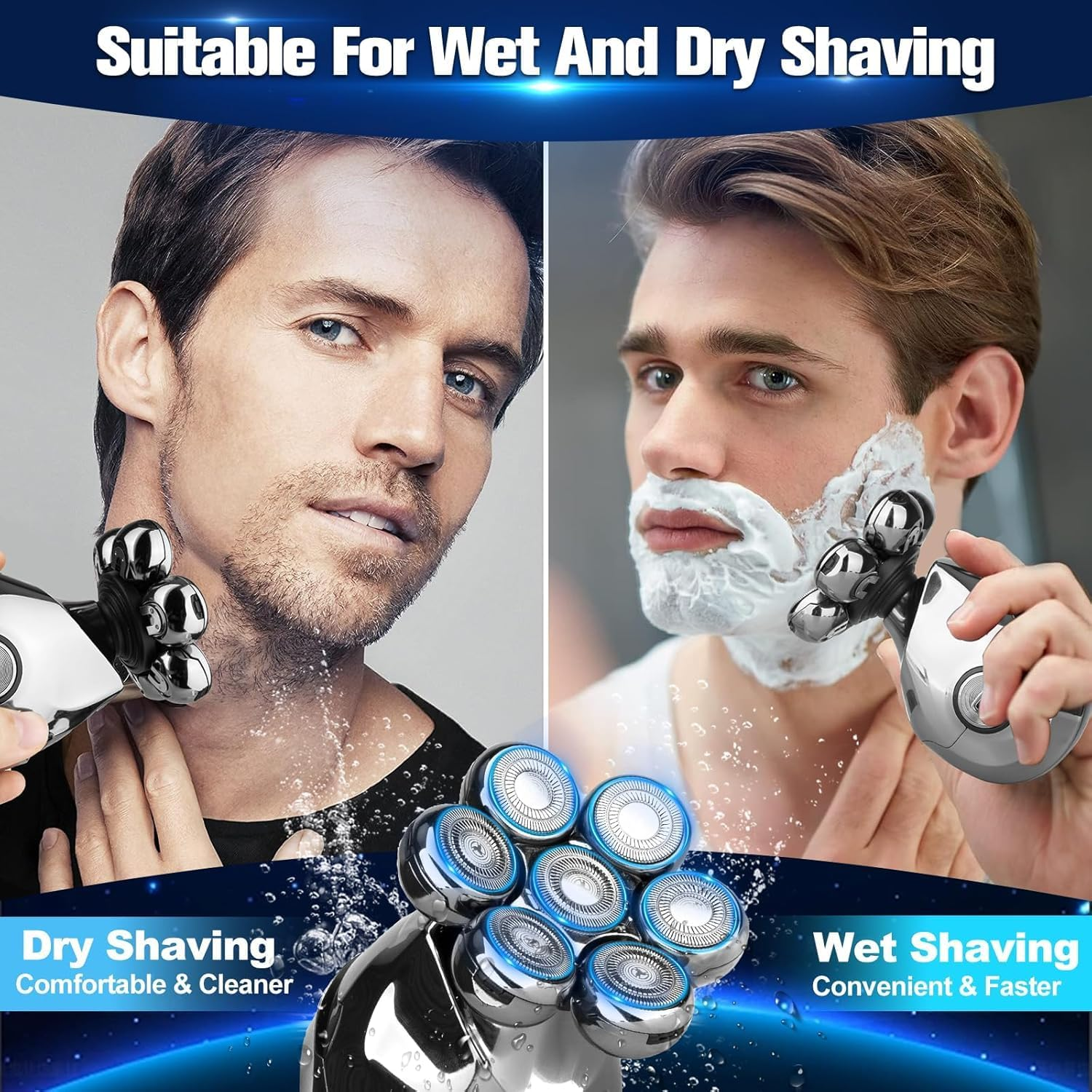6-in-1 Electric Shaver 7D Type-C LED Waterproof