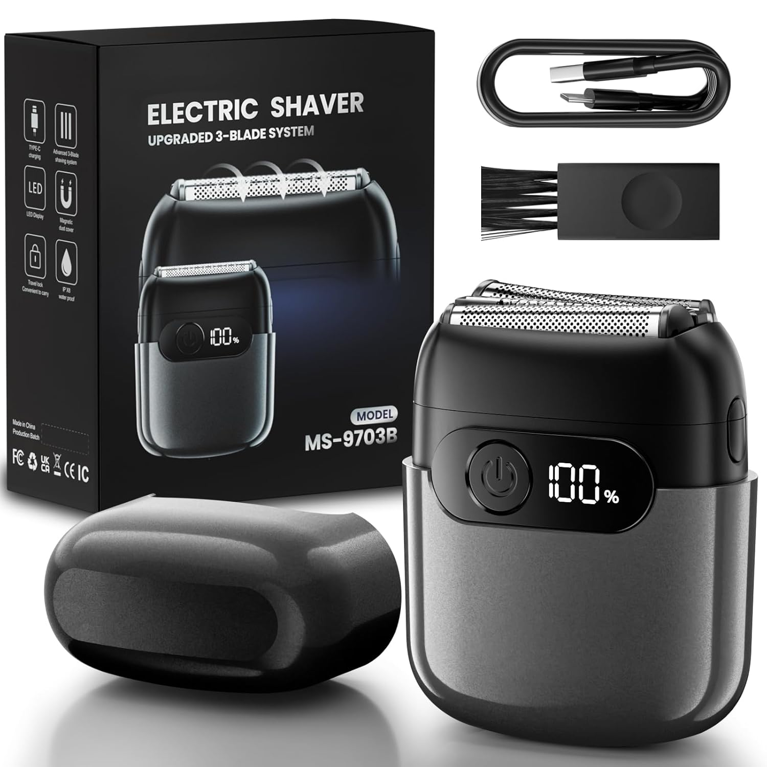 3D Electric Foil Shaver USB-C IPX8 LED Gray