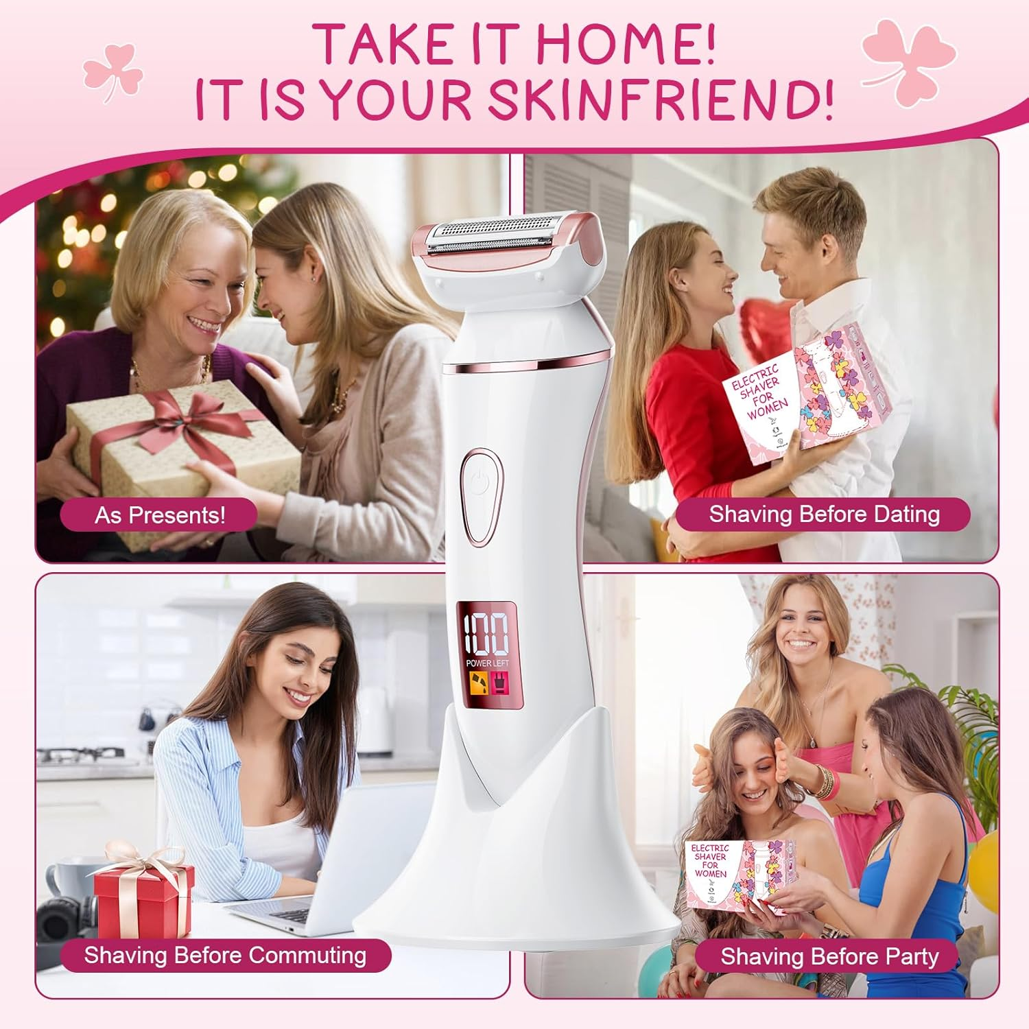 Electric Shaver Women IPX7 Rechargeable Rose Gold