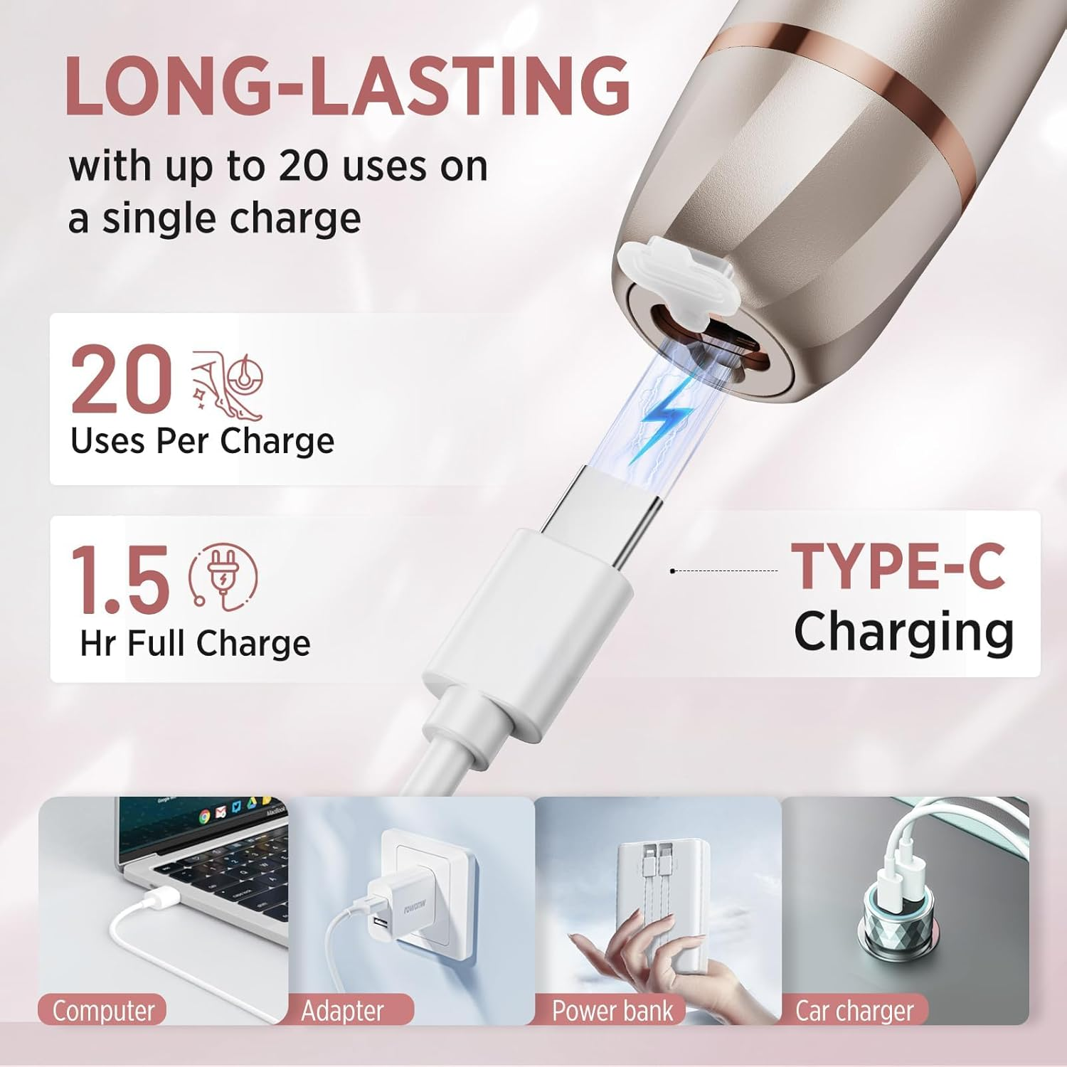 2-in-1 Electric Razor Women Painless Travel Lock