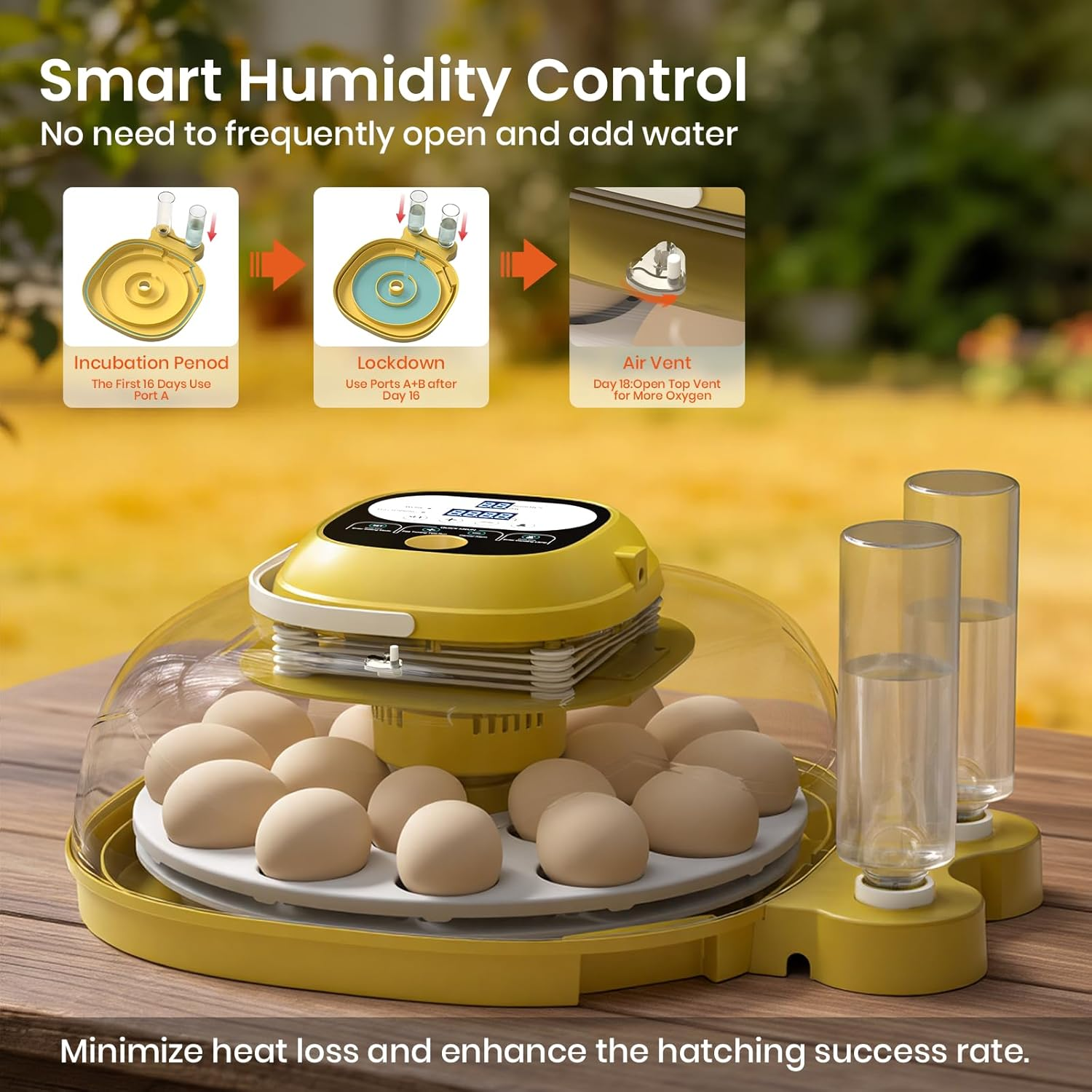 Egg Incubator 18-33 Eggs Auto Turn Humidity LED Display