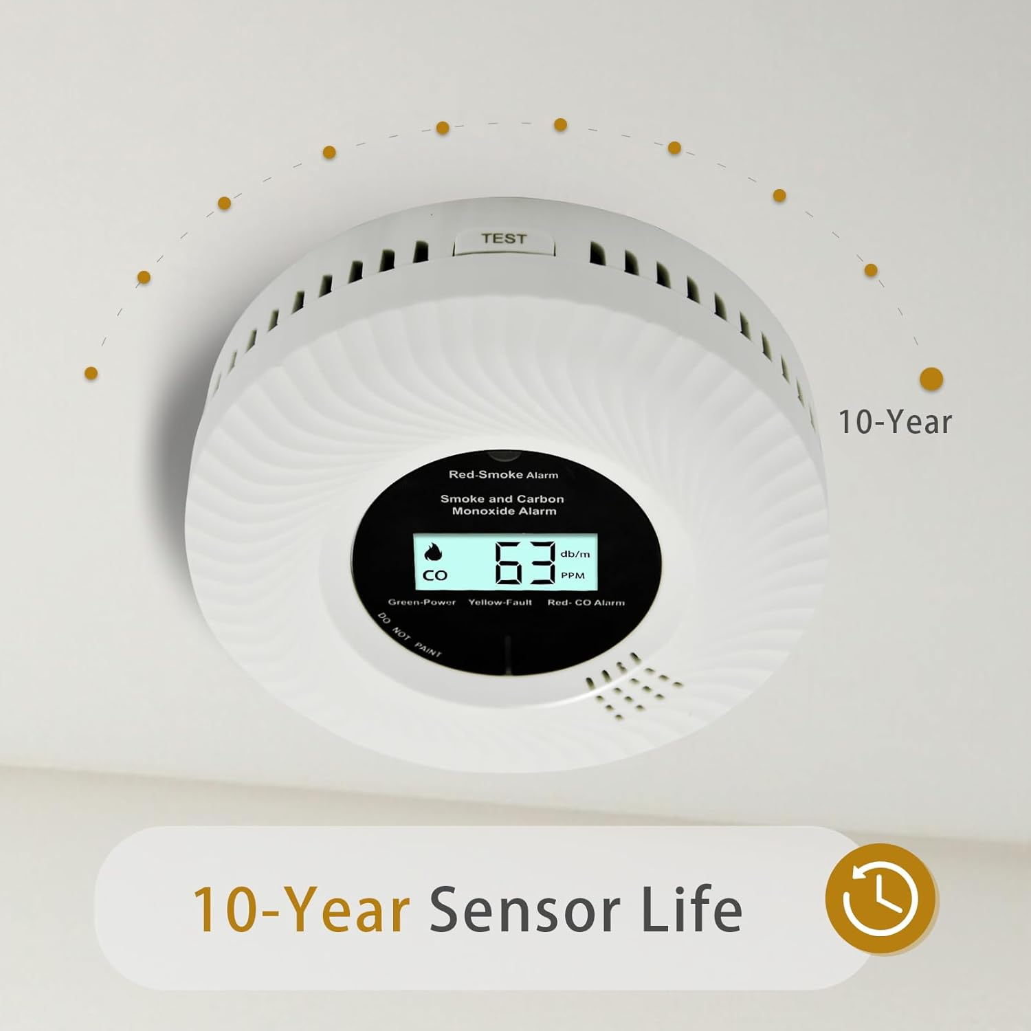 2-in-1 Smoke & CO Detector Digital Display Sound Light