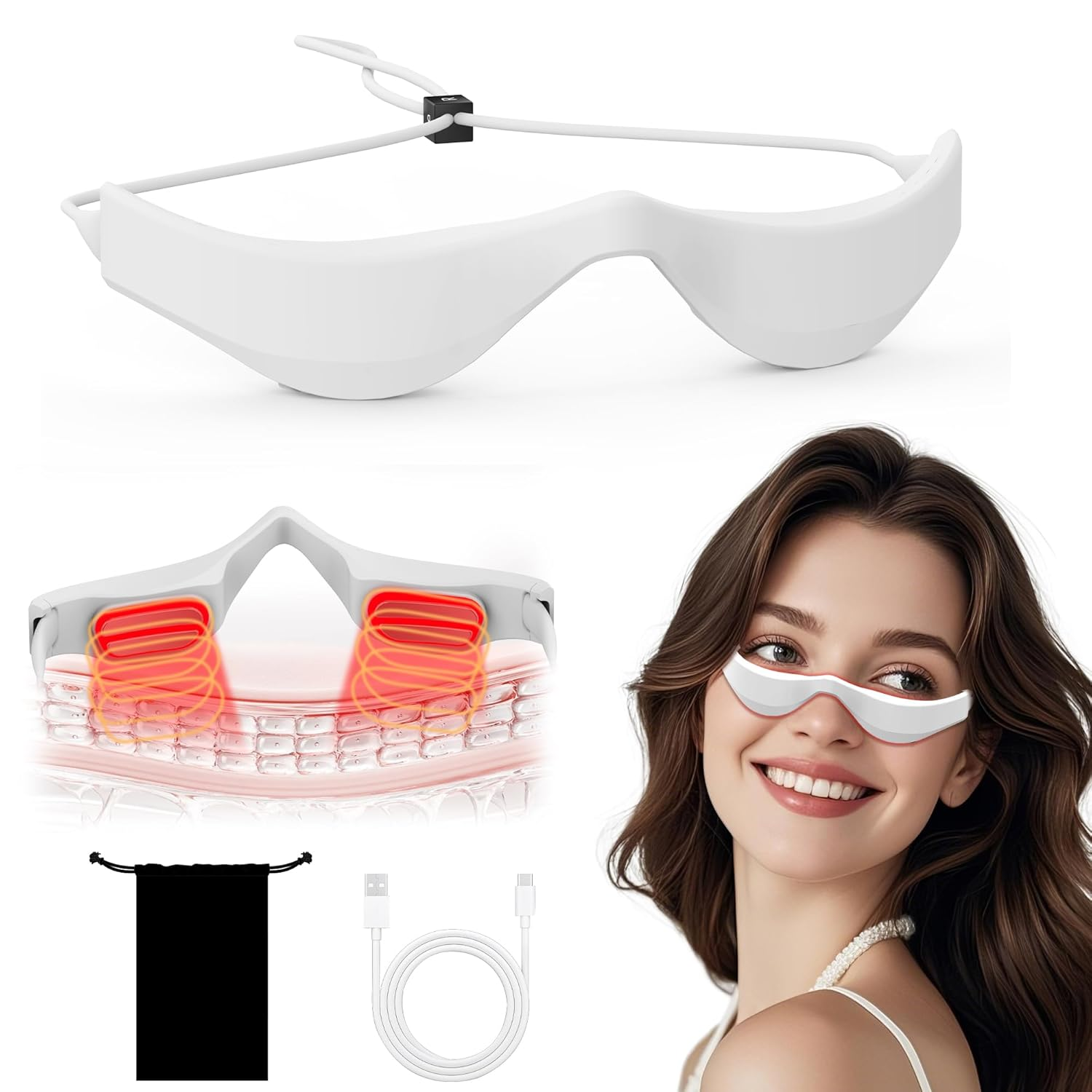 Under Eye Red Light Therapy 3 Modes Microcurrent Glasses