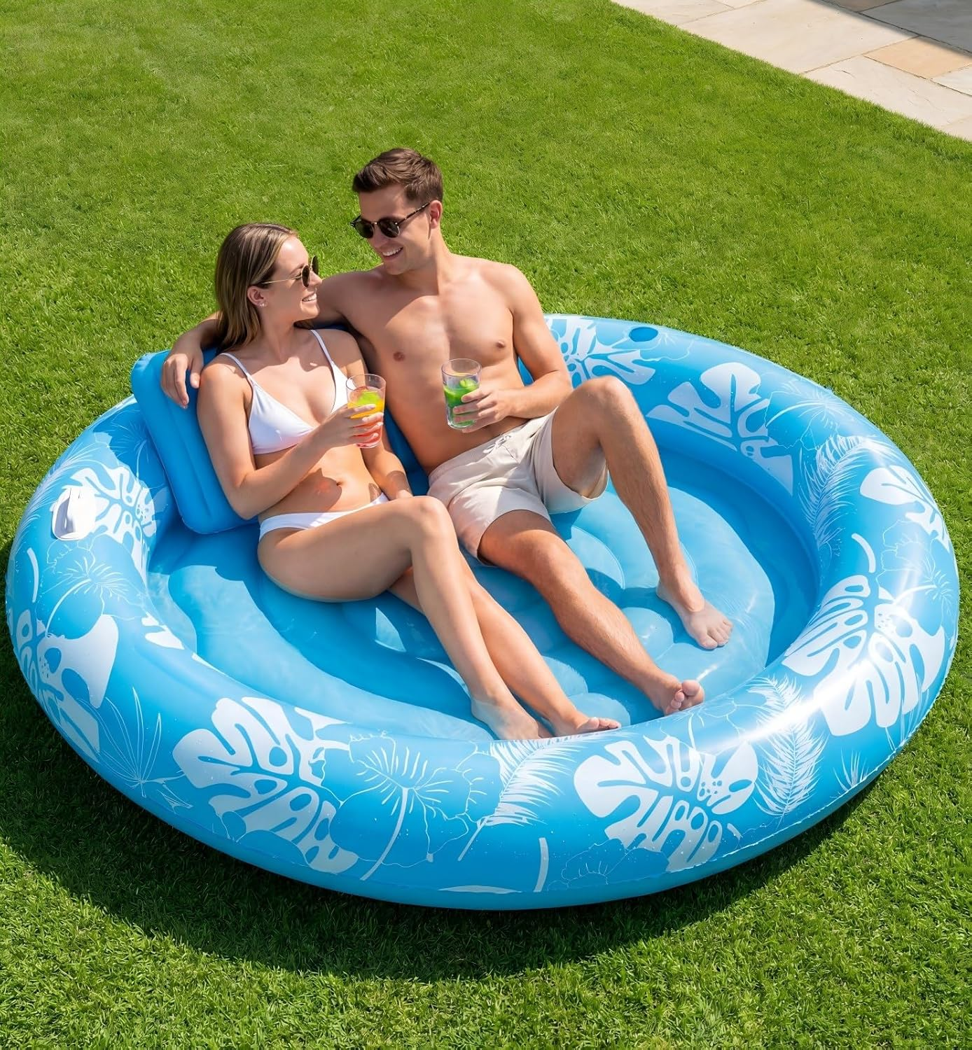 XL Inflatable Tanning Pool Float Sprinkler Backrest Holder