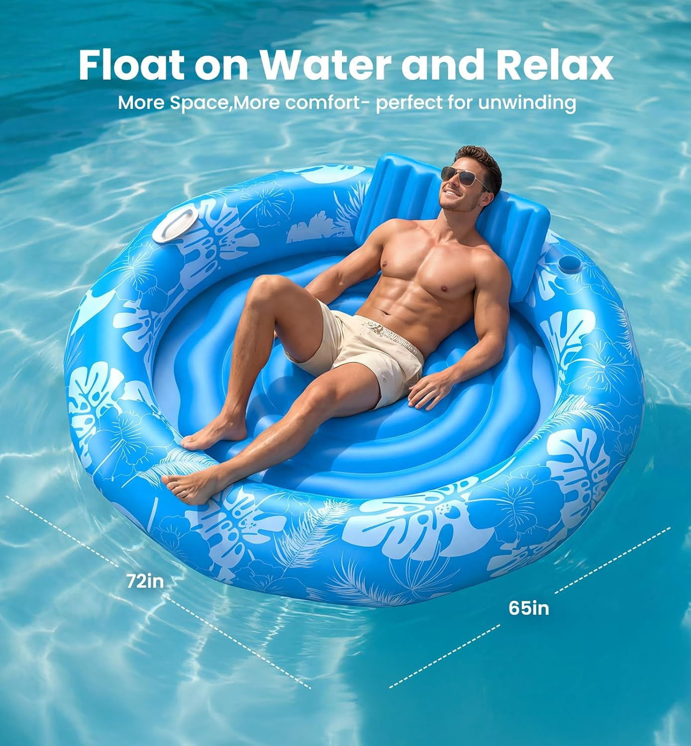 XL Inflatable Tanning Pool Float Sprinkler Backrest Holder