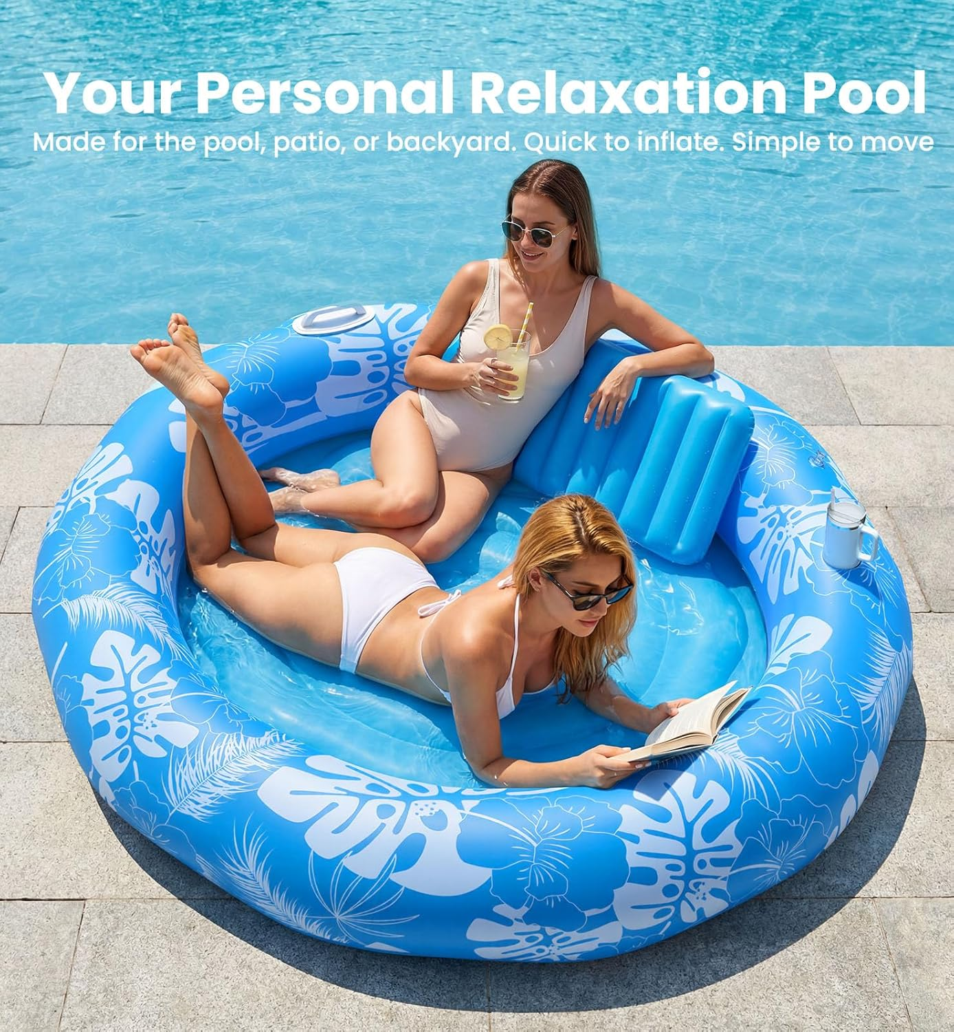 XL Inflatable Tanning Pool Float Sprinkler Backrest Holder