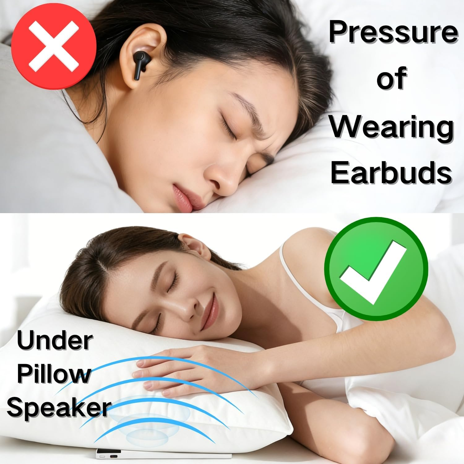 Pillow Speaker Bone Conduction 36 White Noise Auto Timer
