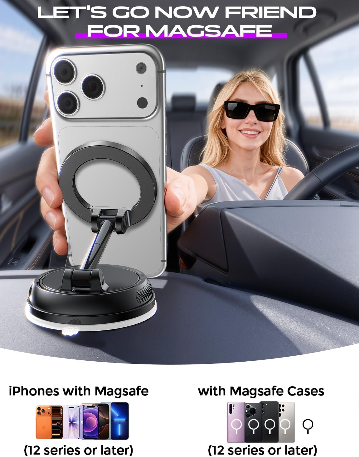 Car Phone Mount 122LB Suction 2400gf 360° Adjust