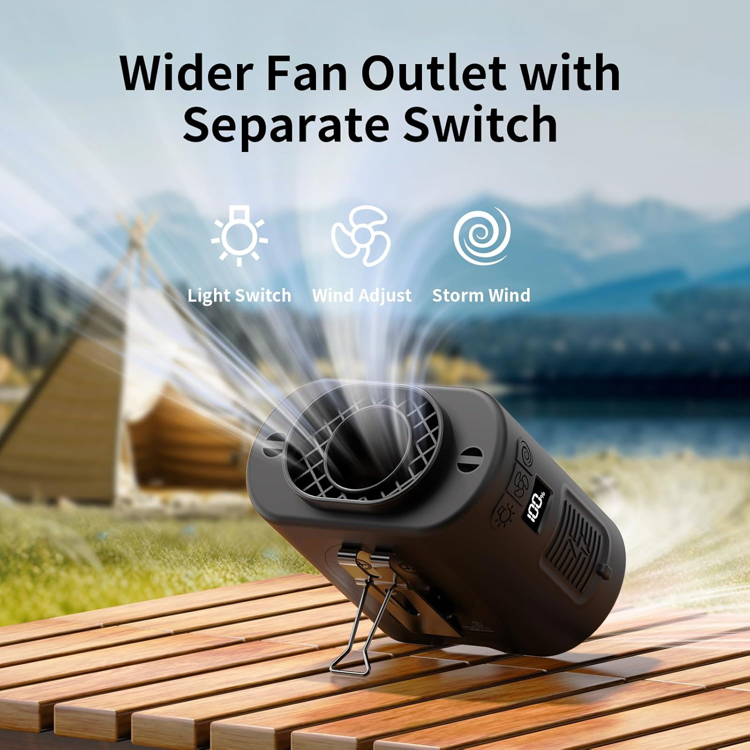 14500mAh Waist Clip Fan 67H 5-Speed 360° Wearable Light