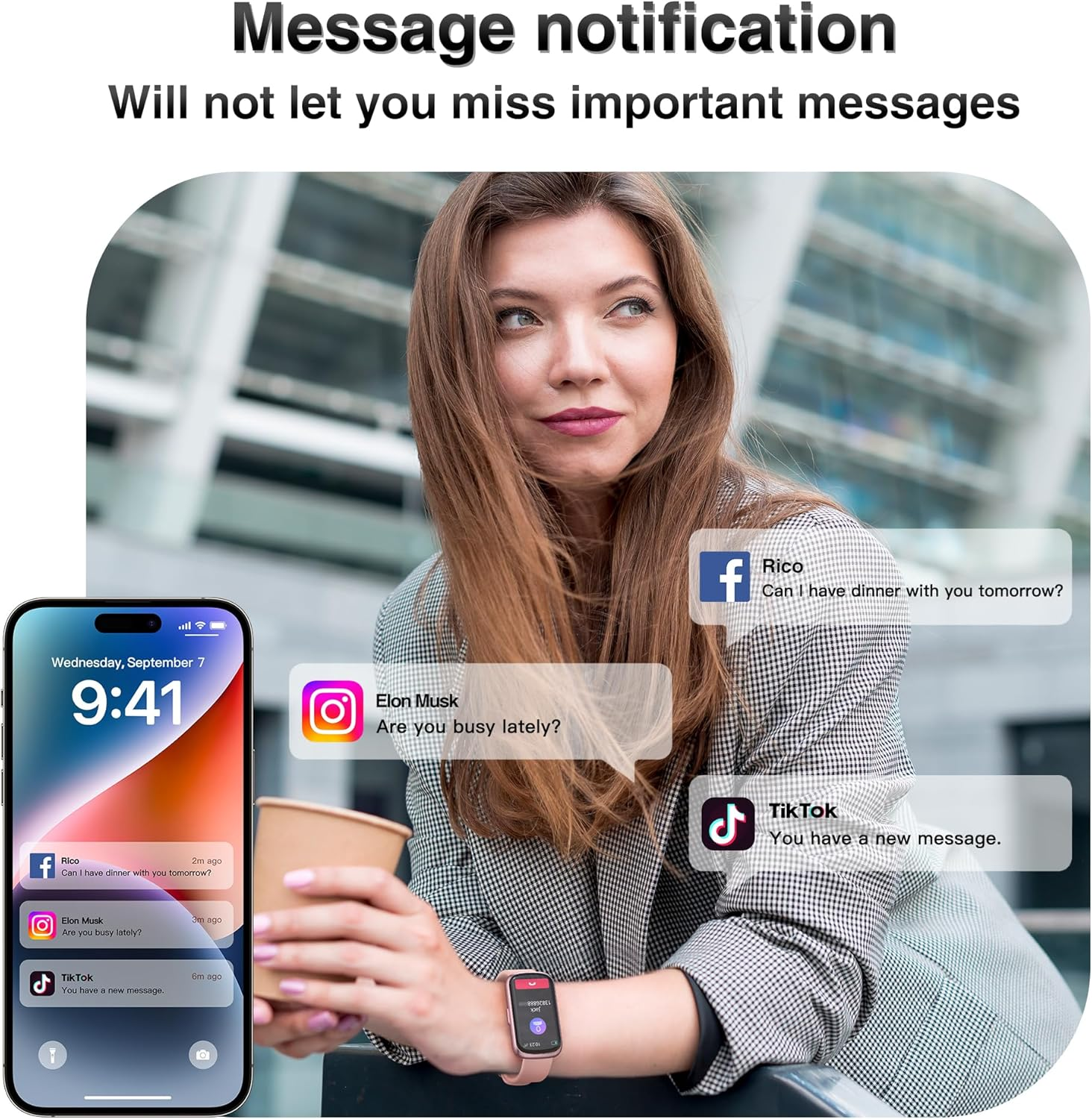 Fitness Tracker Smart Watch Heart Rate BP SpO2 IP68