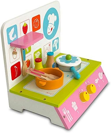 Wooden Kitchen Cooktop Play Set 12 Inches Kids Pretend