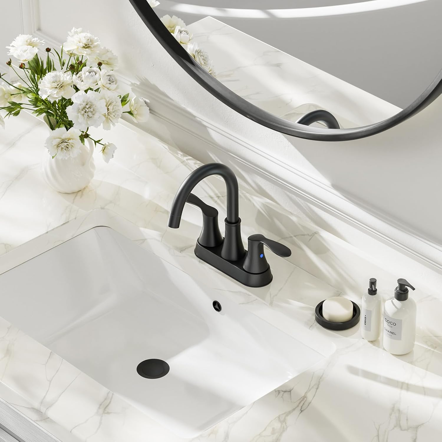 Phiestina TY36CL-MB Black Utility Sink Faucet with Pull-Out Sprayer