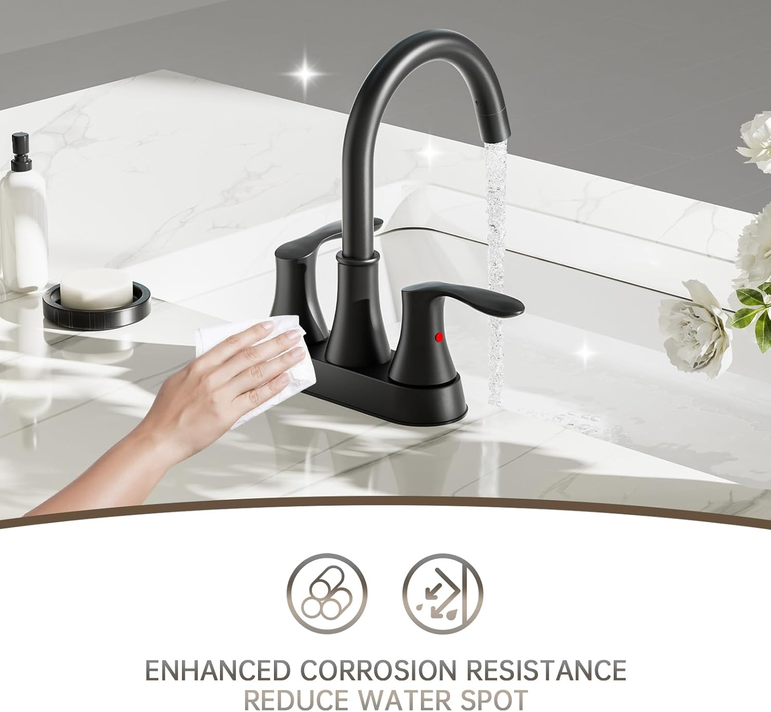 Phiestina TY36CL-MB Black Utility Sink Faucet with Pull-Out Sprayer