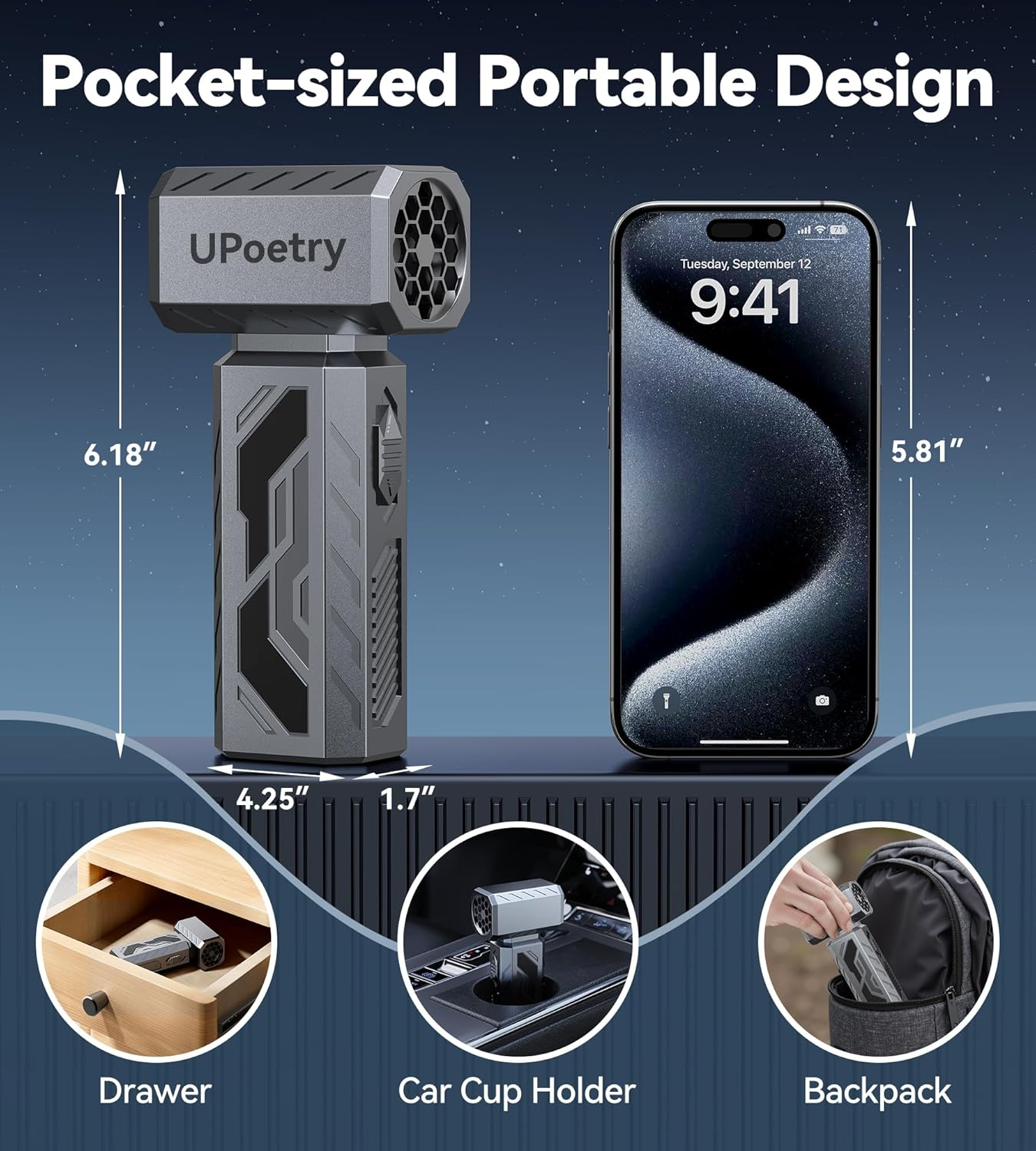 Electric Air Duster 130000RPM Brushless Cordless – Grey