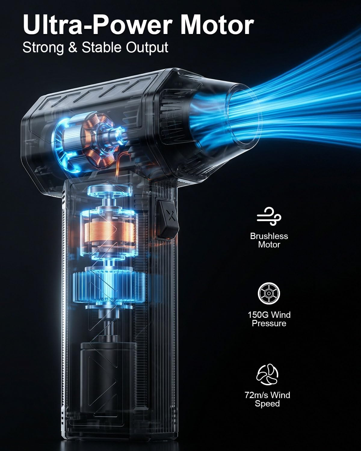 Electric Air Duster 110000RPM Cordless – 3 Speed Modes