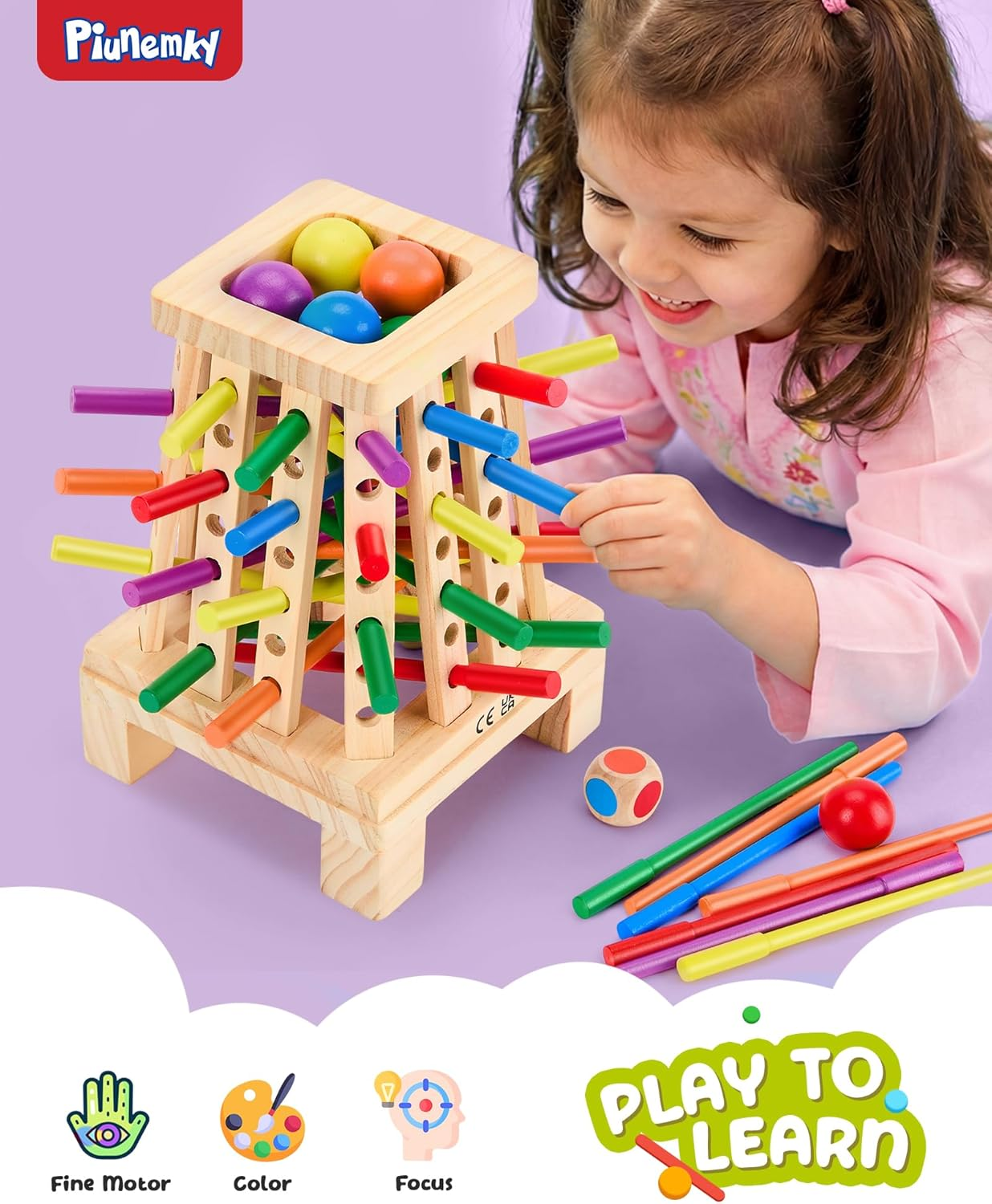 Montessori Wooden Stick Game | 36 Colorful Sticks