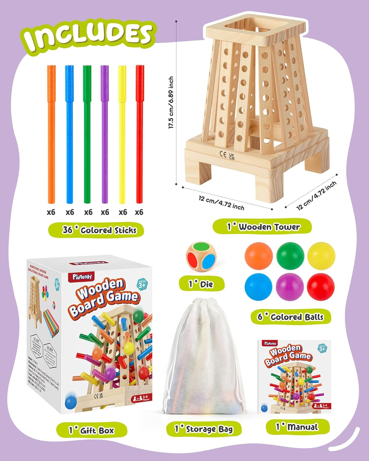 Montessori Wooden Stick Game | 36 Colorful Sticks