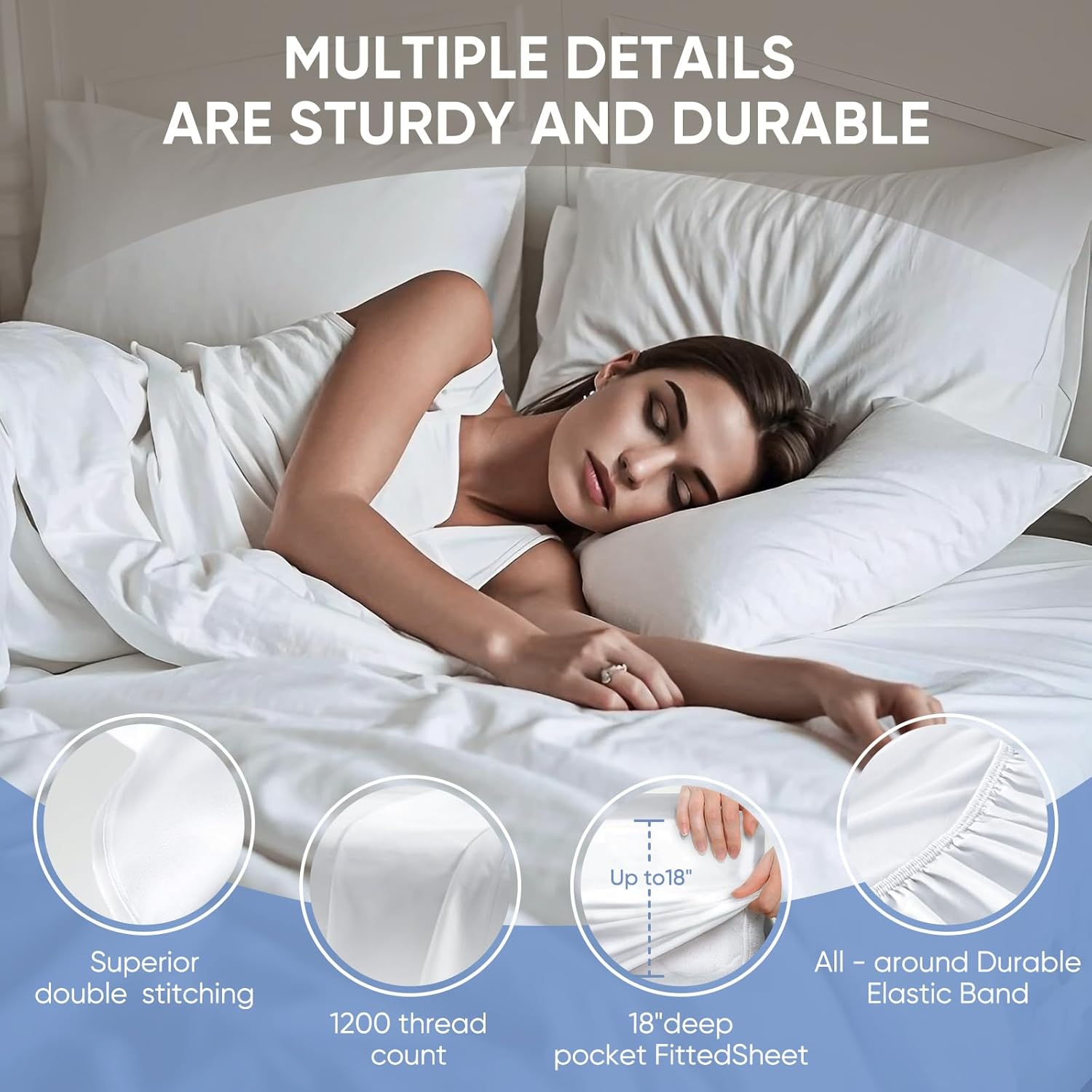TWK 1200TC Egyptian Cotton Sheet Set – White