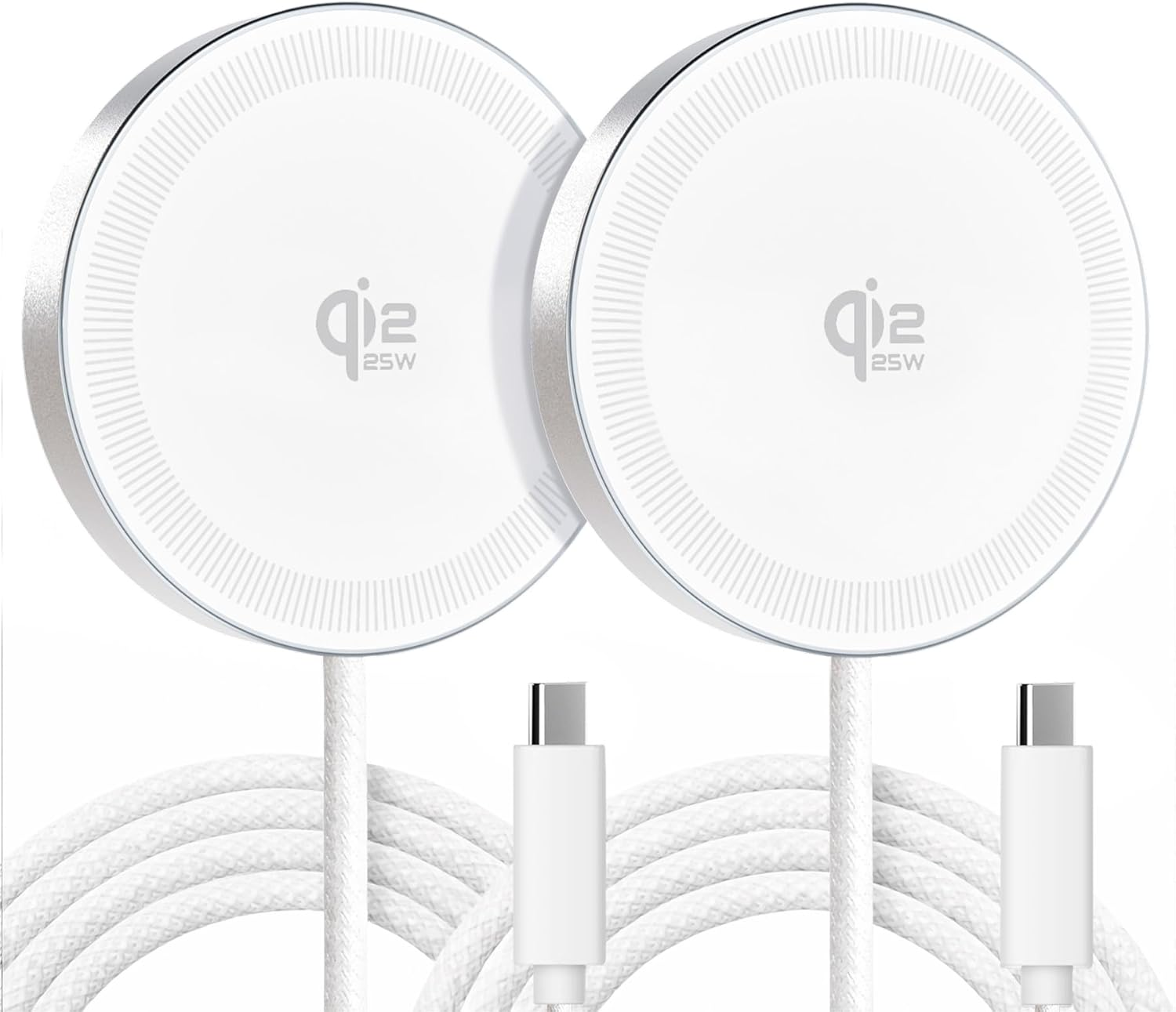 25W Qi2.2 Magnetic Wireless Charging Pad – 2-Pack, White