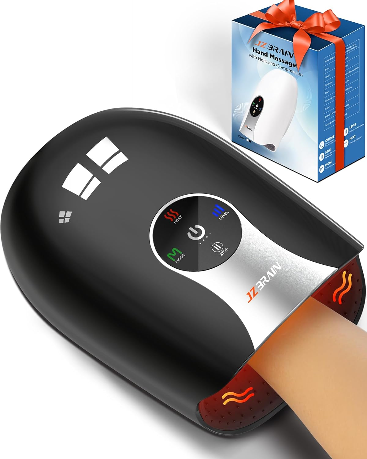 Heated Hand & Wrist Massager – 4 Modes, Cordless, Black