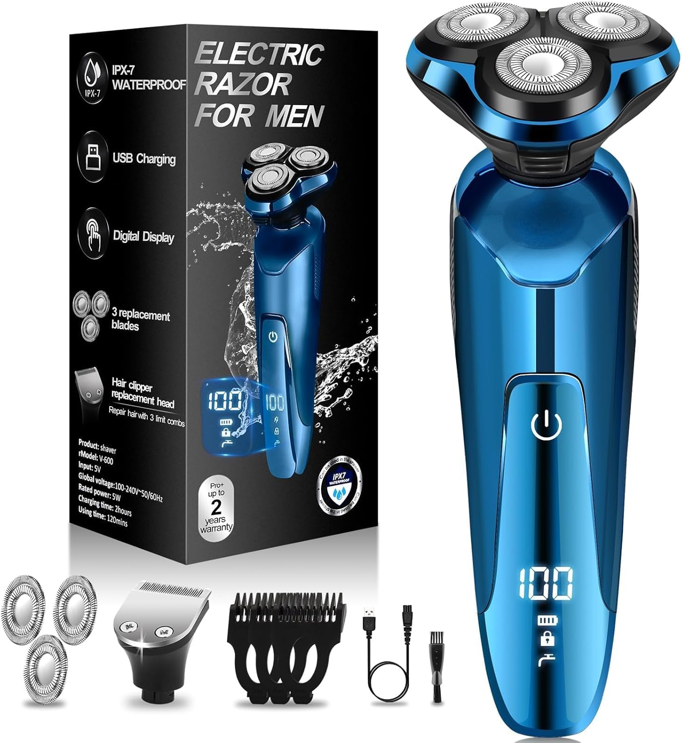 3-in-1 Electric Razor for Men – Wet & Dry Travel Kit