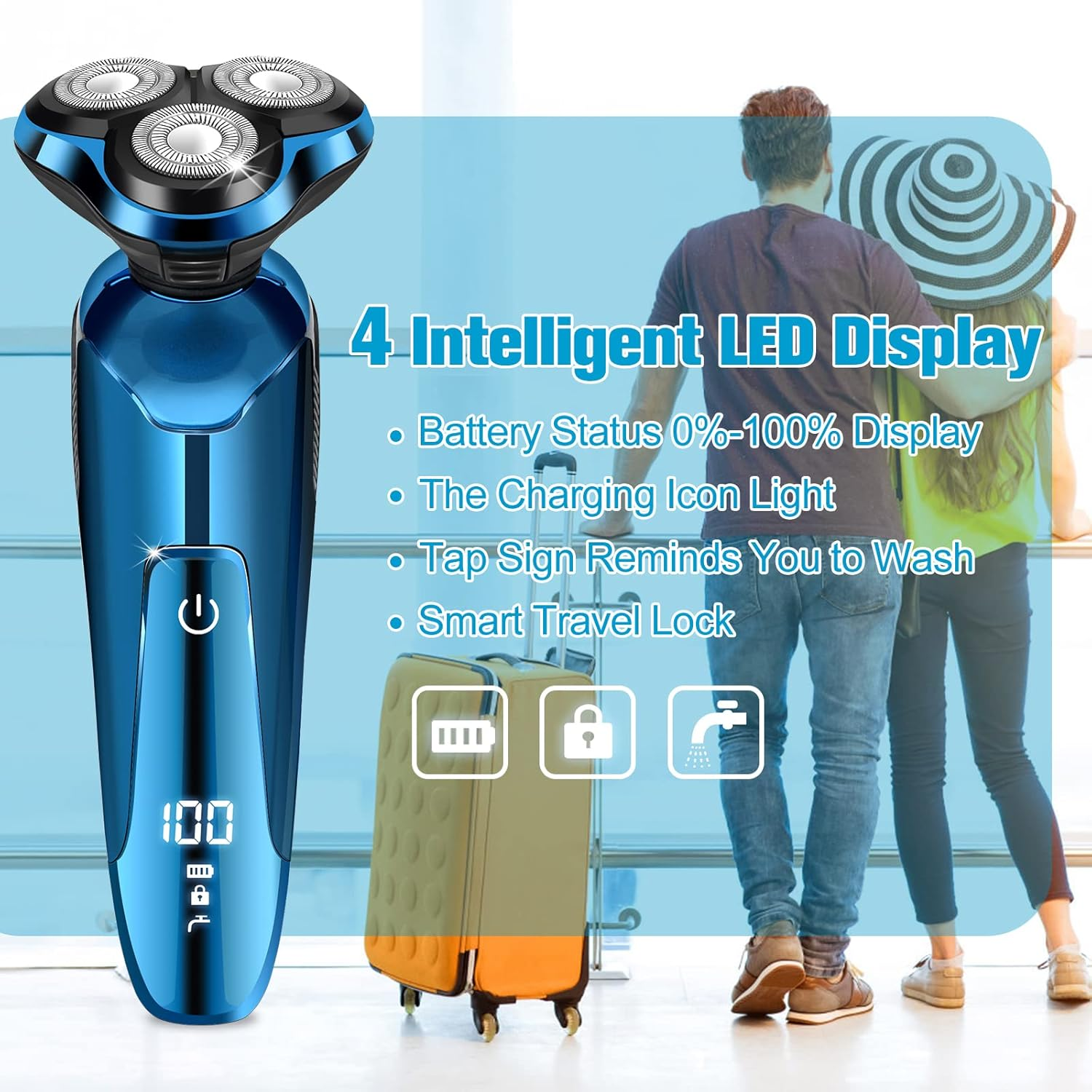 3-in-1 Electric Razor for Men – Wet & Dry Travel Kit