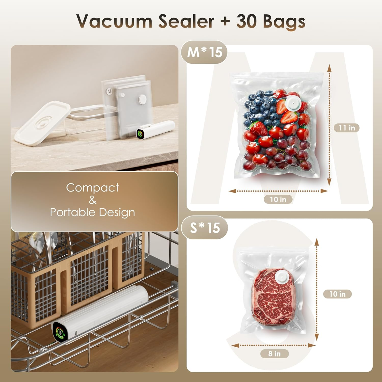 Handheld Vacuum Sealer Machine | 30 Reusable Bags