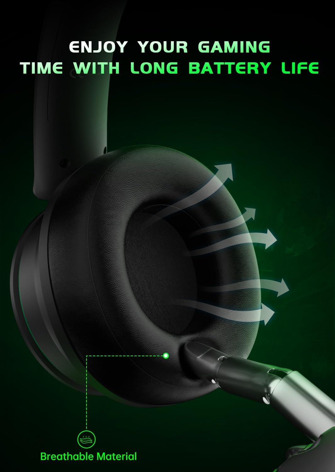 Wireless Gaming Headset BT 5.3 – Xbox PS5 Switch, Black/Green