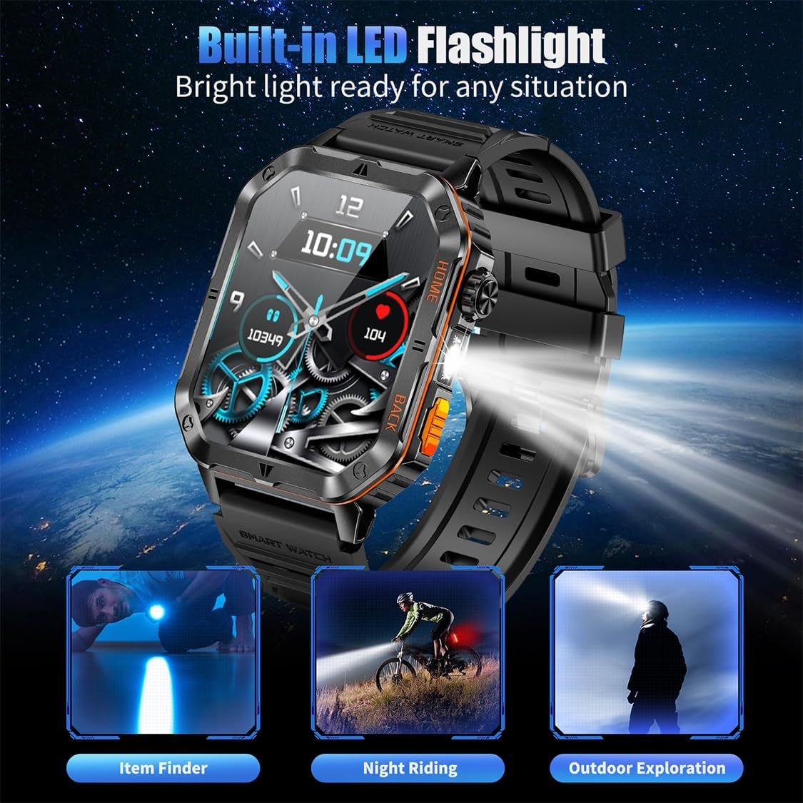 Military Smart Watch for Men – 30-Day Battery, 5ATM