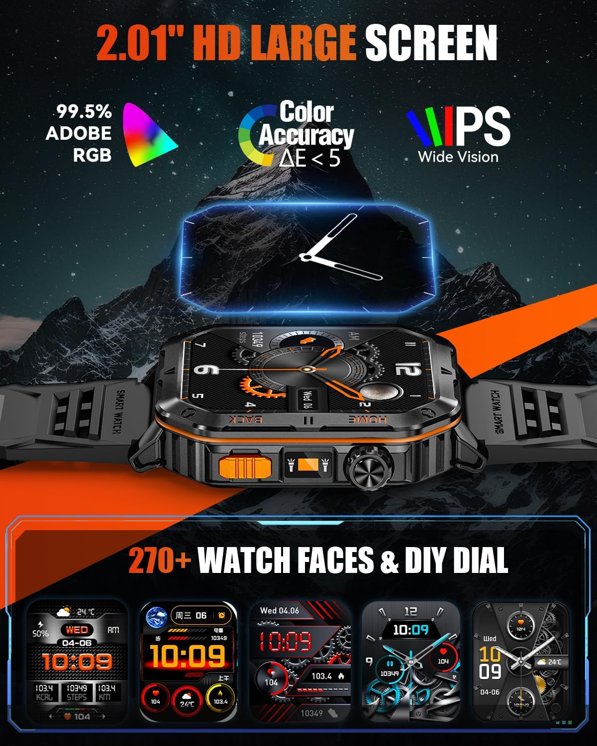 Military Smart Watch for Men – 30-Day Battery, 5ATM