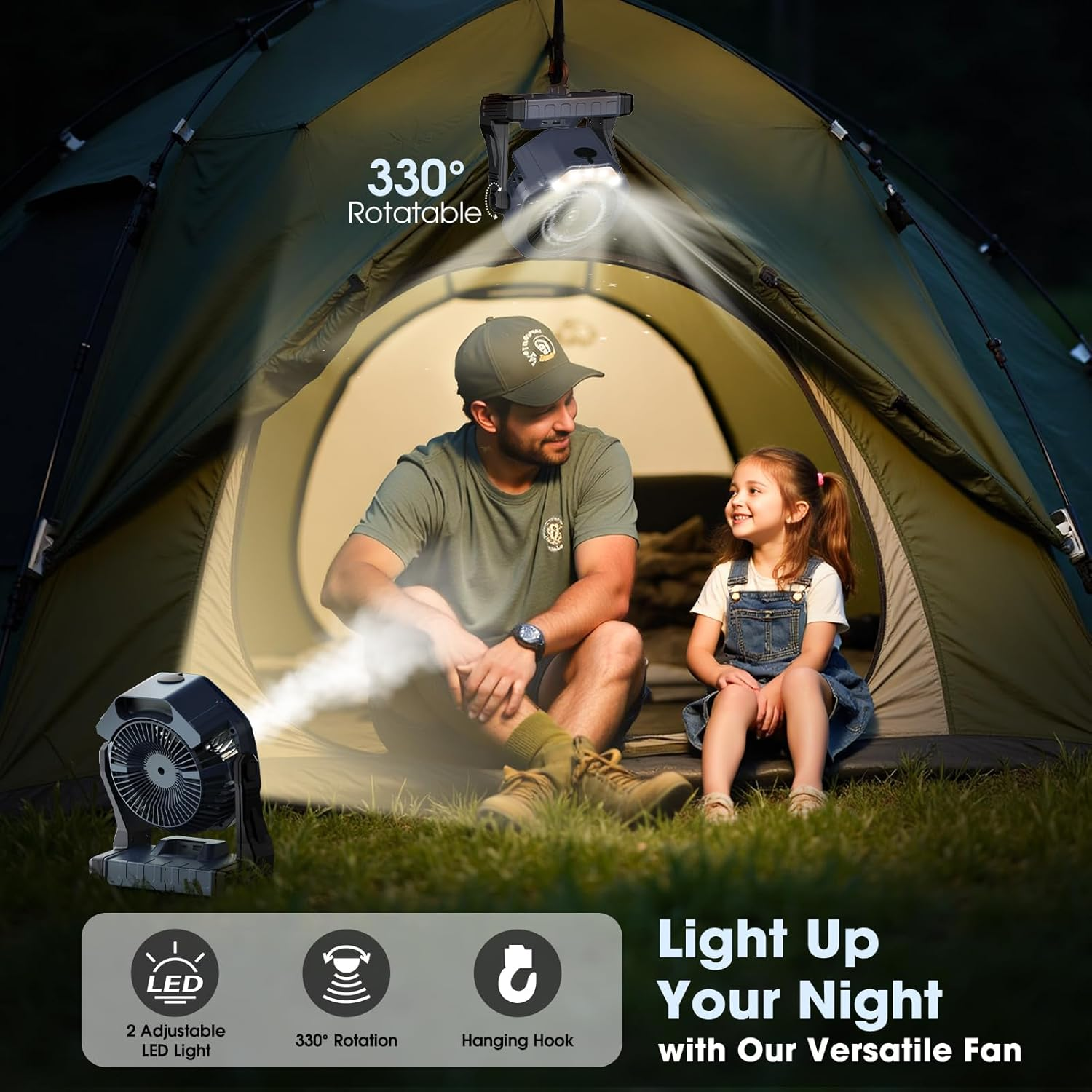 Portable Misting Fan | 35H Runtime & LED Light
