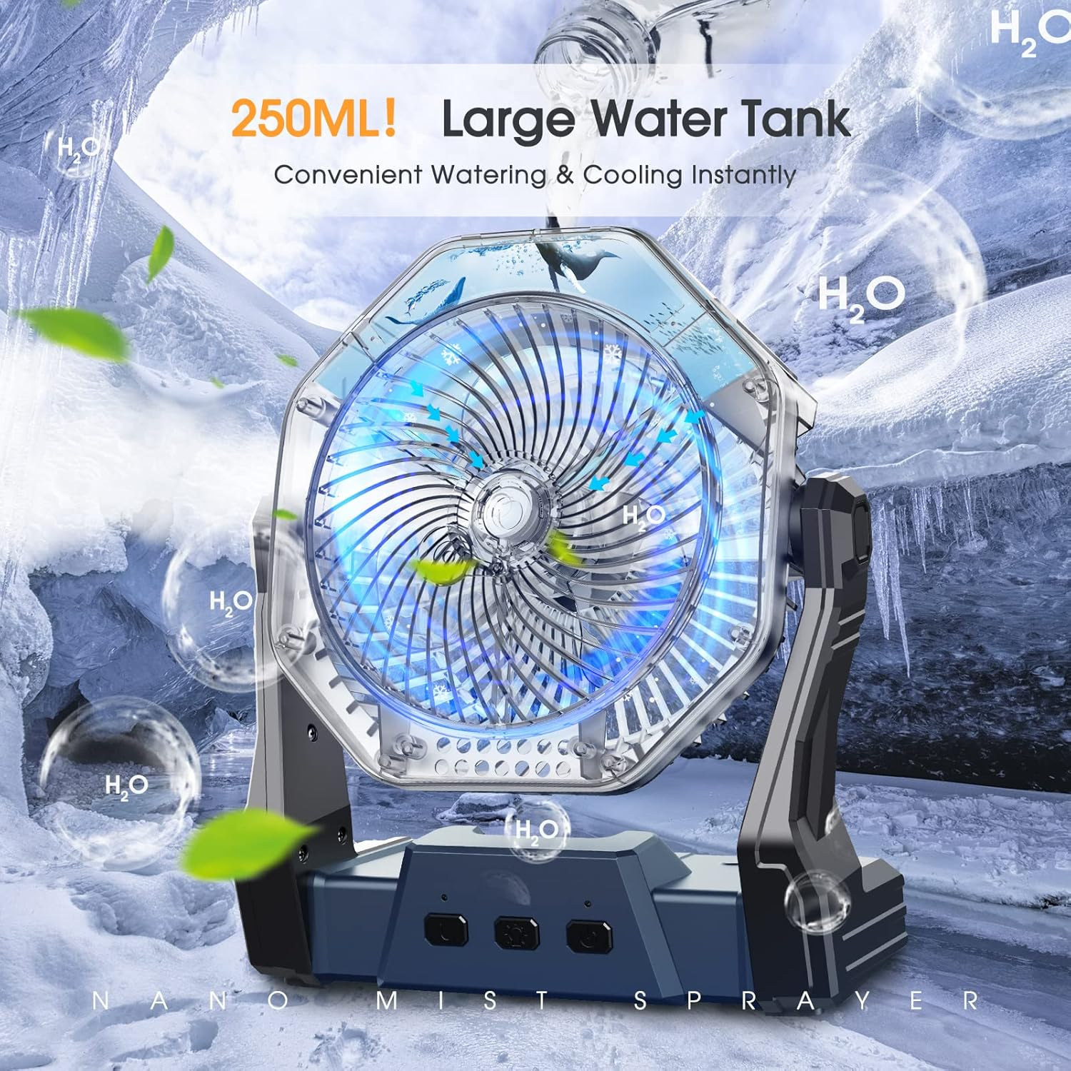 Portable Misting Fan | 35H Runtime & LED Light