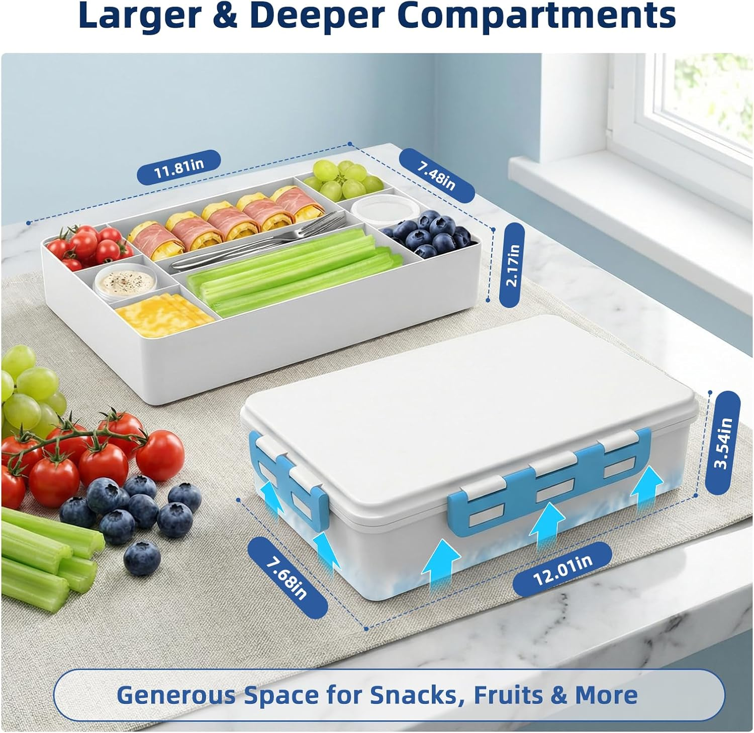 Chilled Snack Box with Ice Pack | Divided Tray White