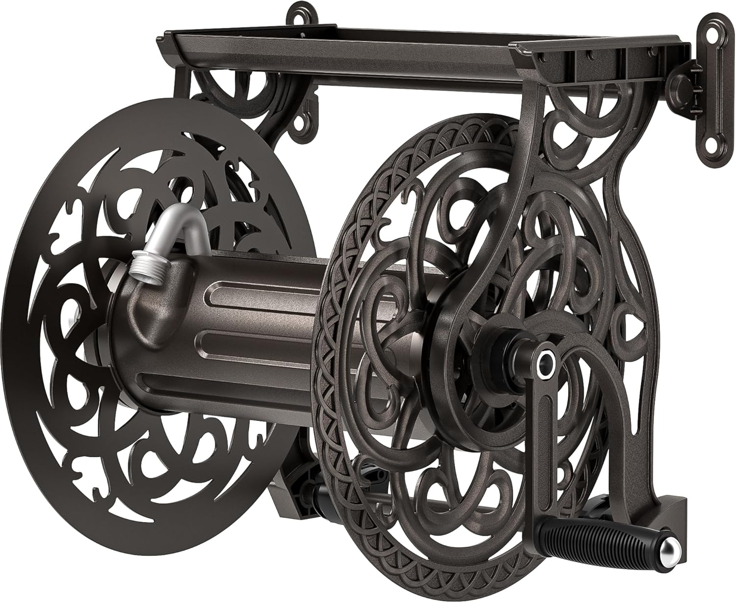 Garden Hose Reel Wall Mount, Heavy Duty Aluminum Dark Bronze