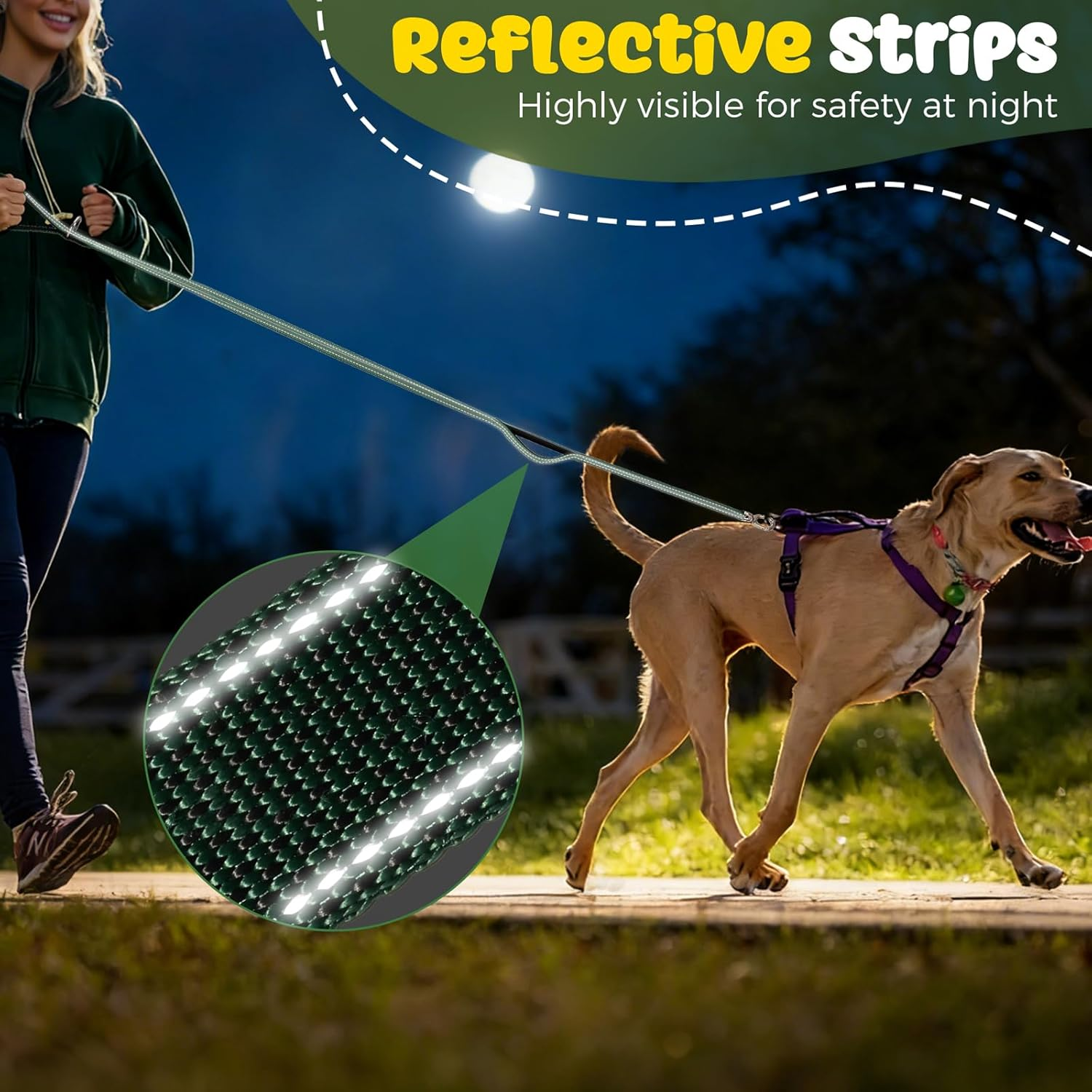Heavy Duty Dog Leash Reflective Padded Handle 4ft