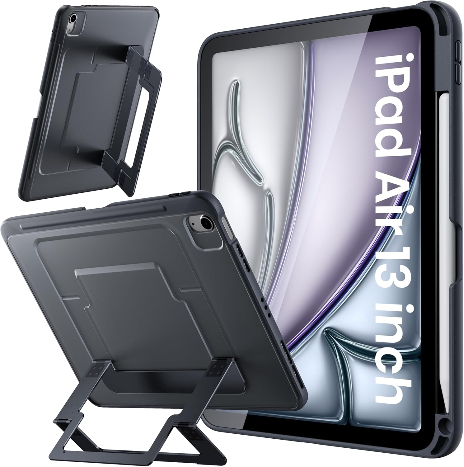 iPad Air 13 Inch Case M4/M3/M2 Kickstand Cover, Black