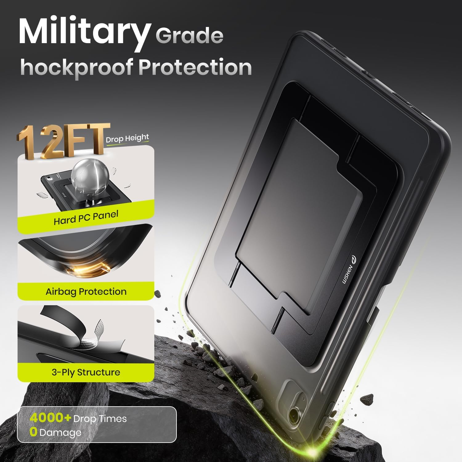 iPad Air 13 Inch Case M4/M3/M2 Kickstand Cover, Black