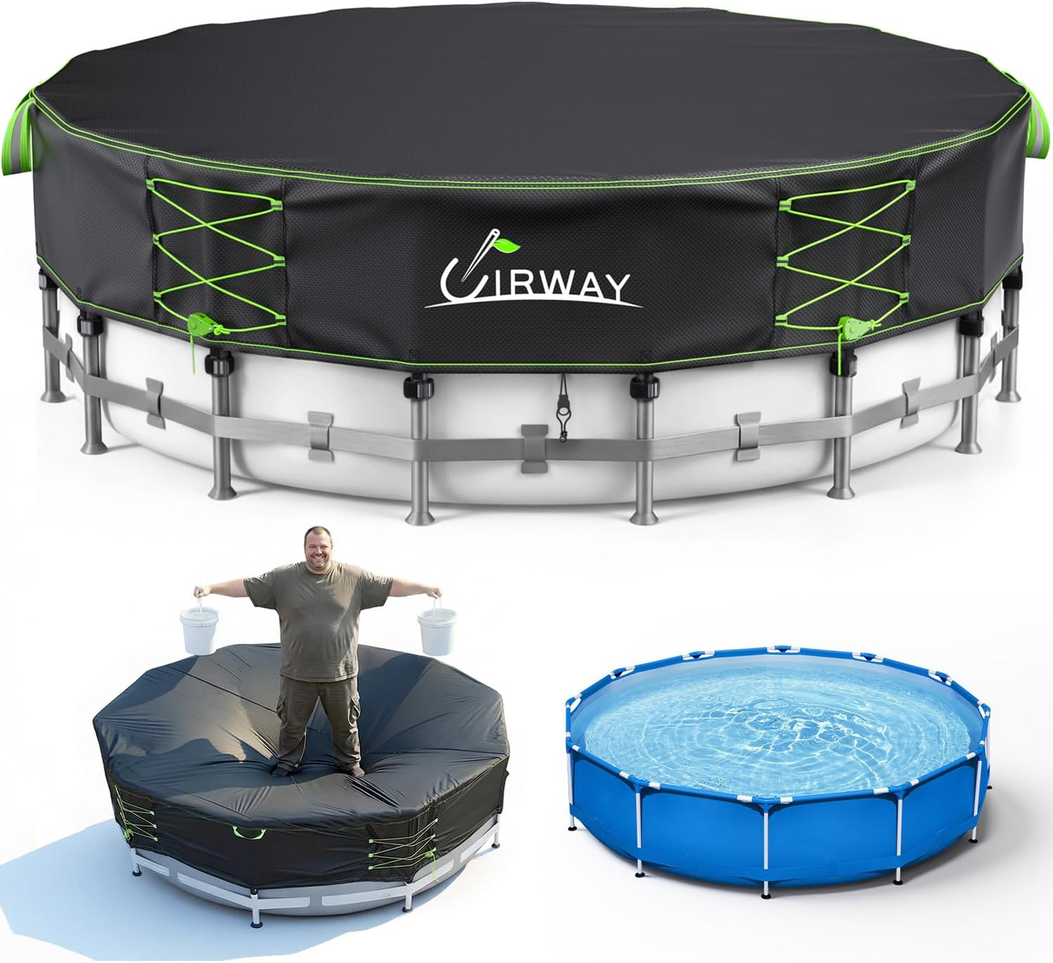 12ft Round Pool Cover 600D with Drawstring